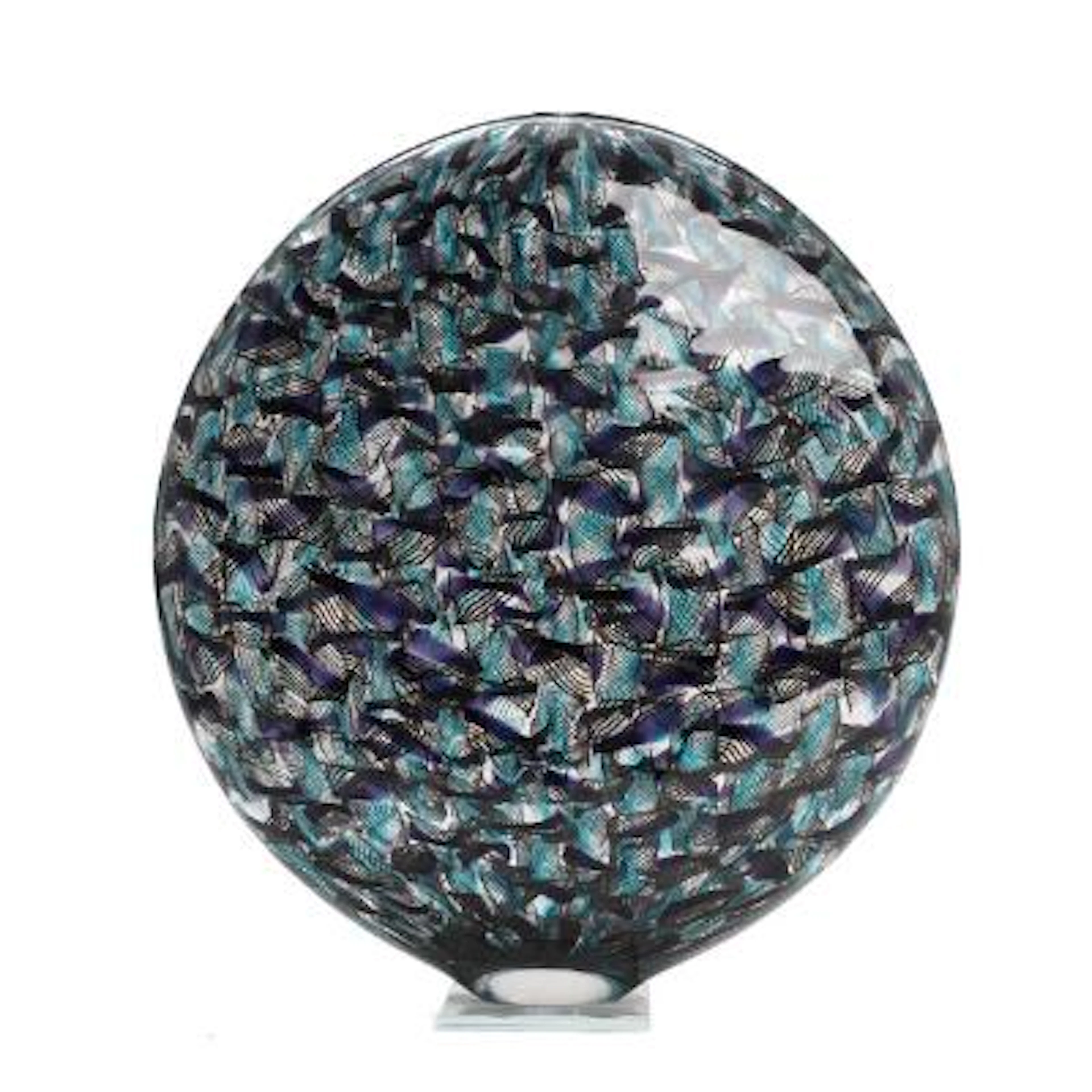 Tobias Møhl: A sculptural clear glass vase, decorated with black and