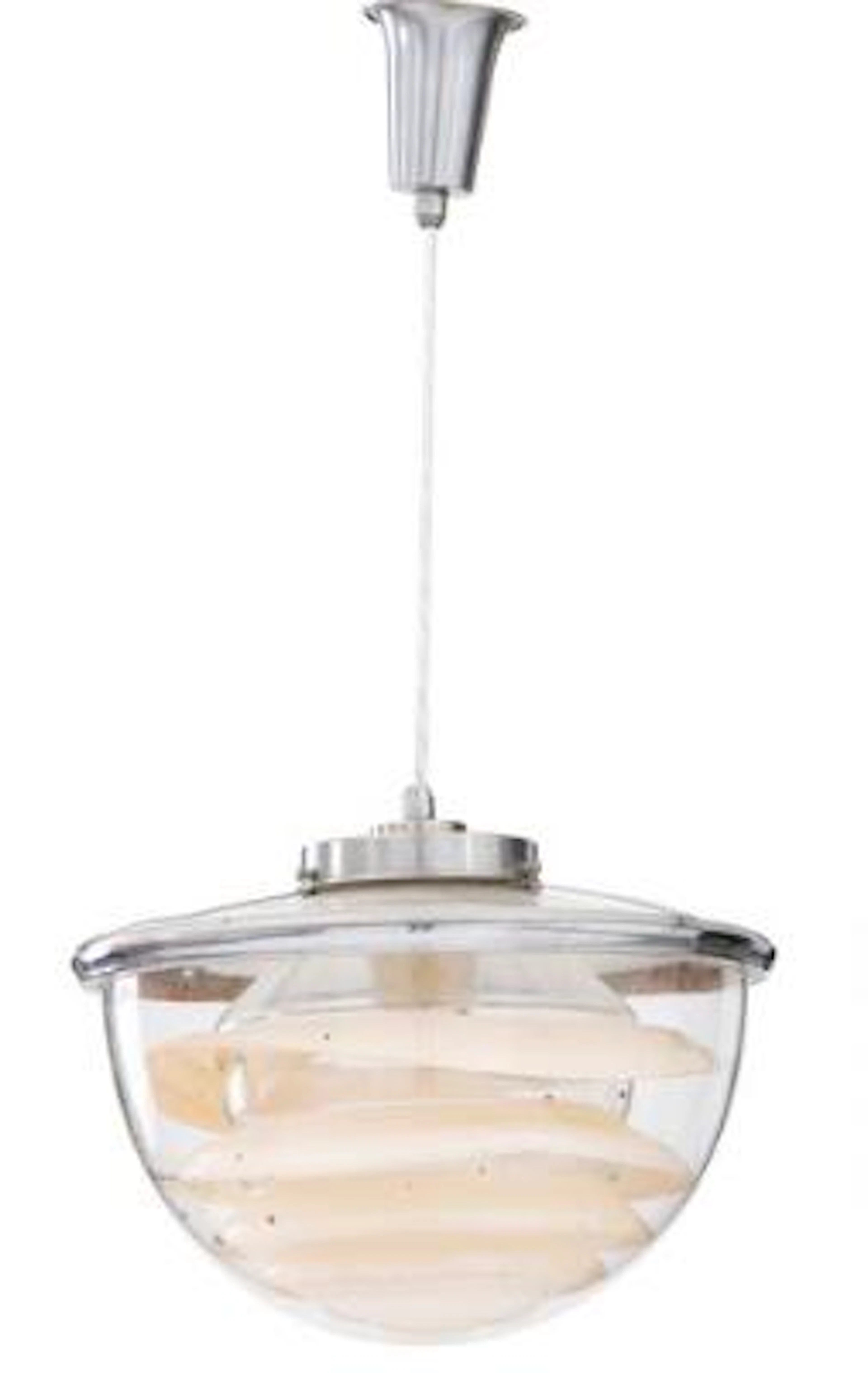 Poul Henningsen: “PH Globe”. Pendant with two glass domes and cellophane