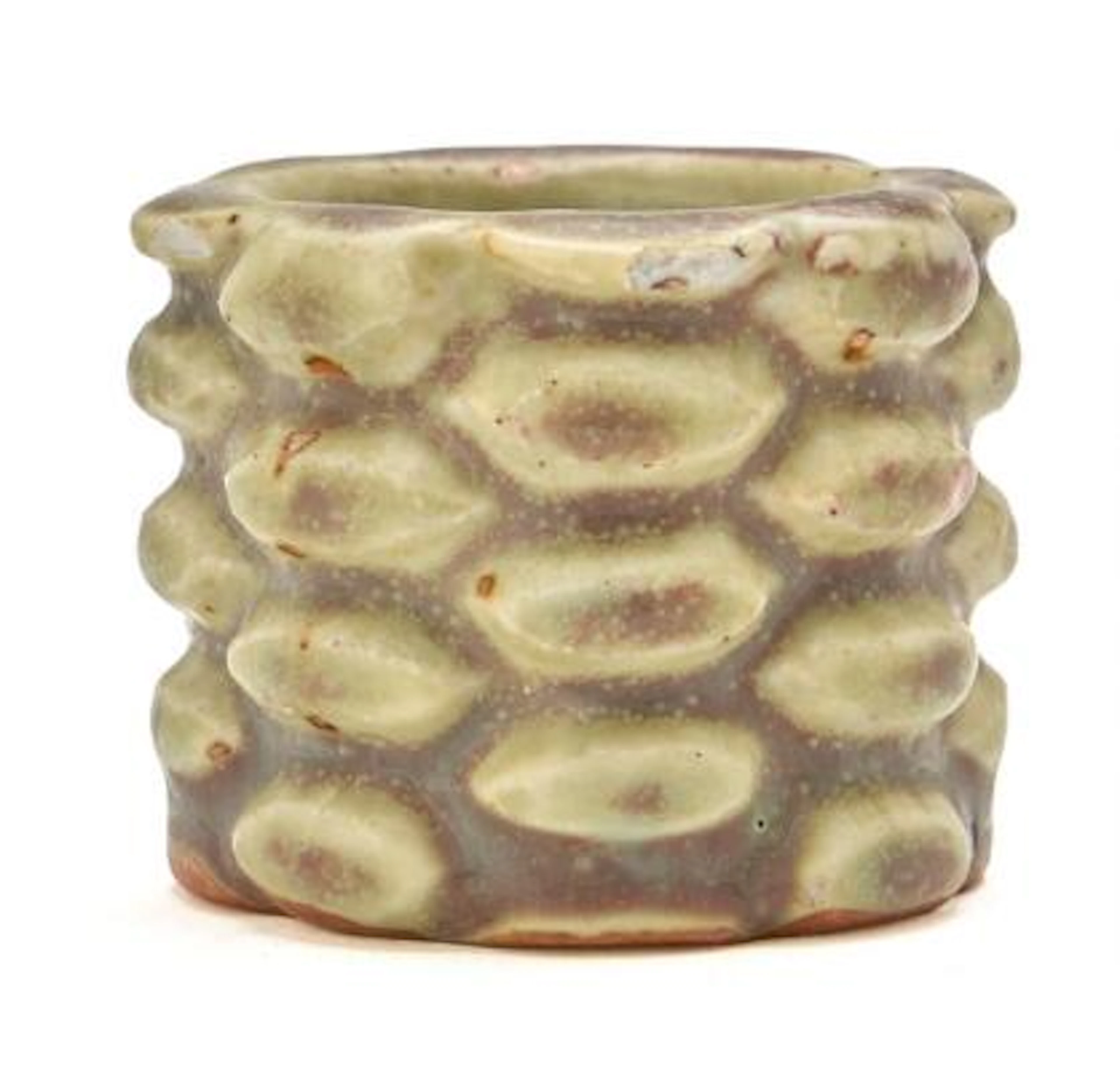 Axel Salto: A miniature stoneware vase modelled in budded style. Decorated