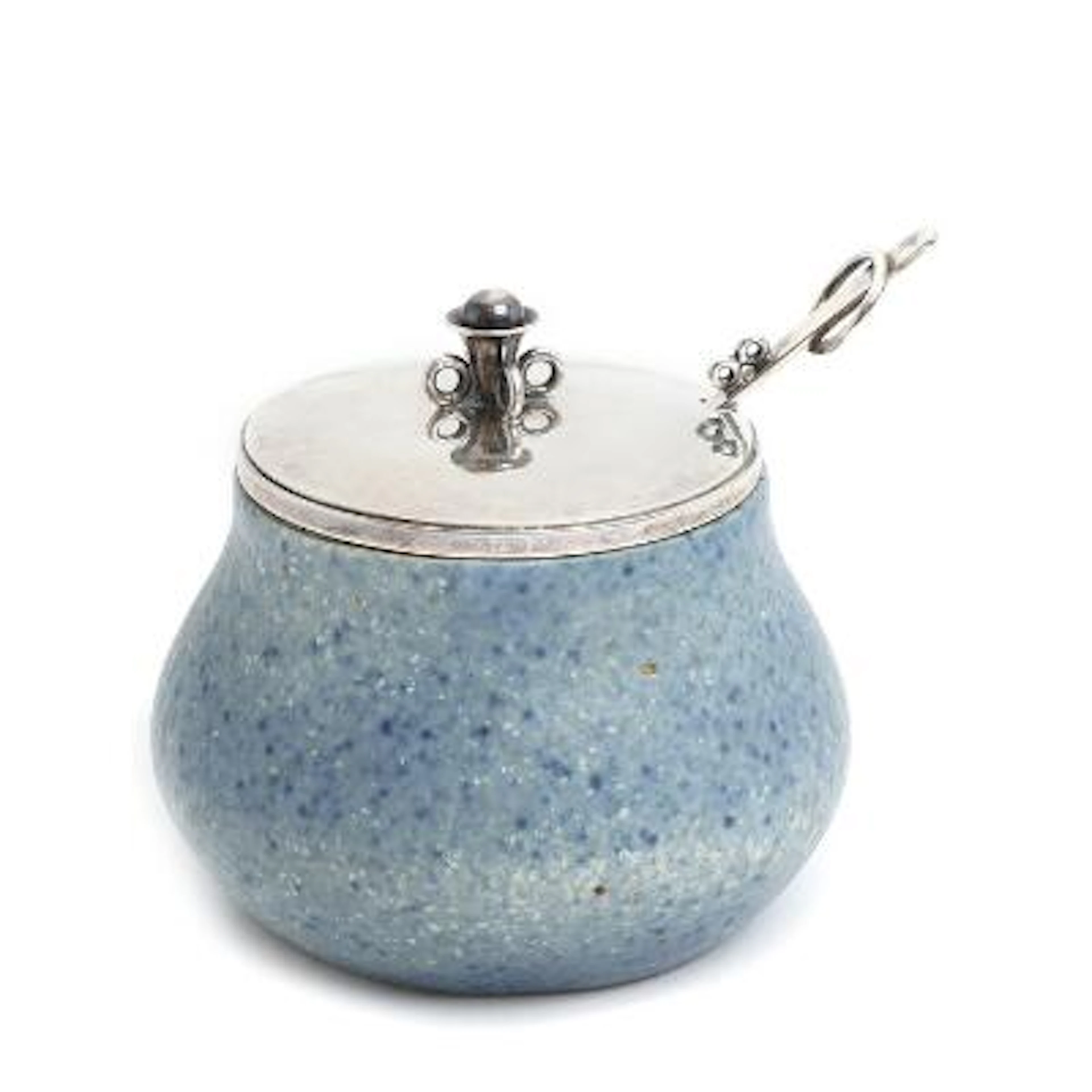 Hans Hansen, Bode Willumsen: A stoneware jam pot with sterling silver