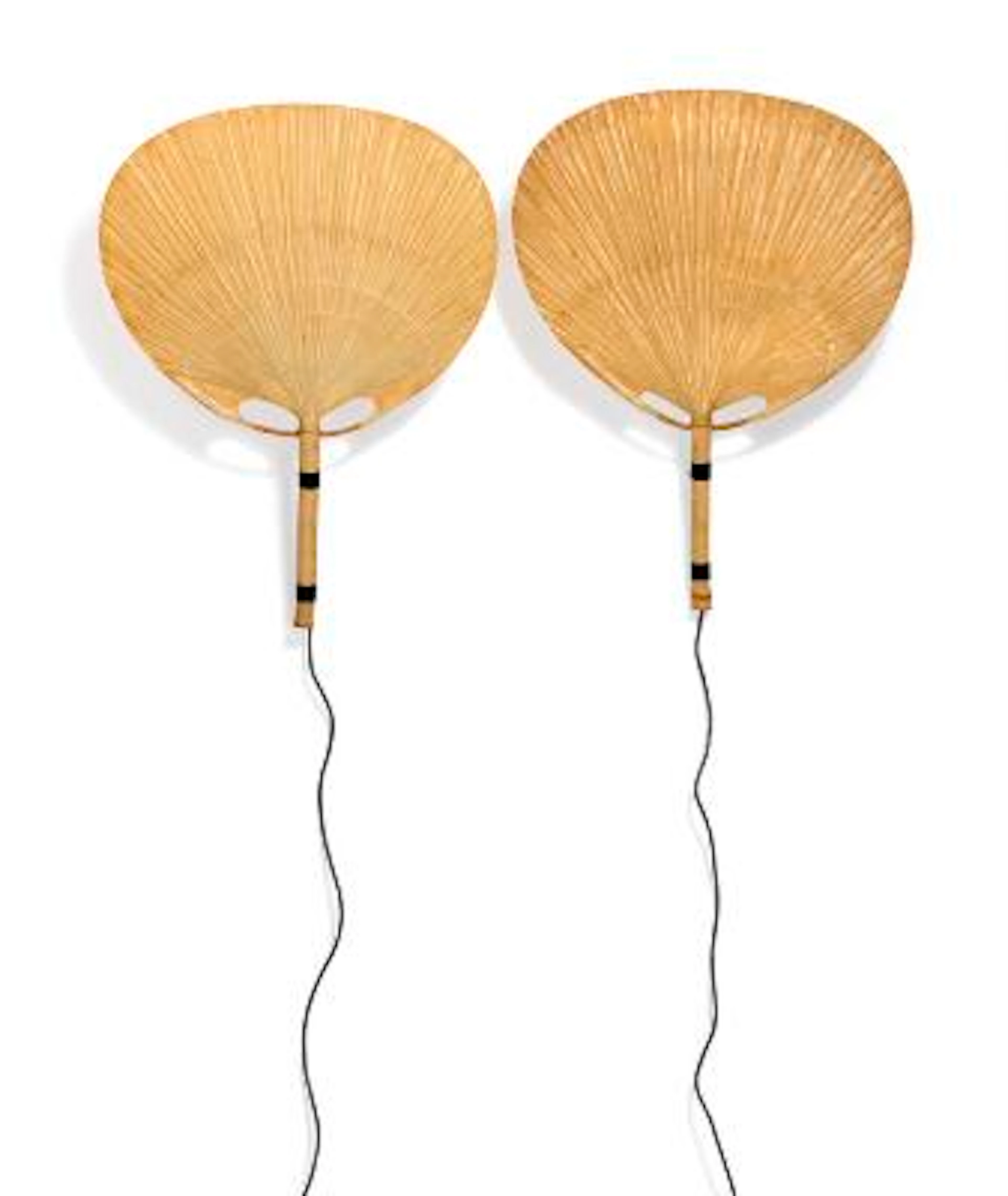 Ingo Maurer: “Uchiwa”. A pair of bamboo wall lights with rice paper