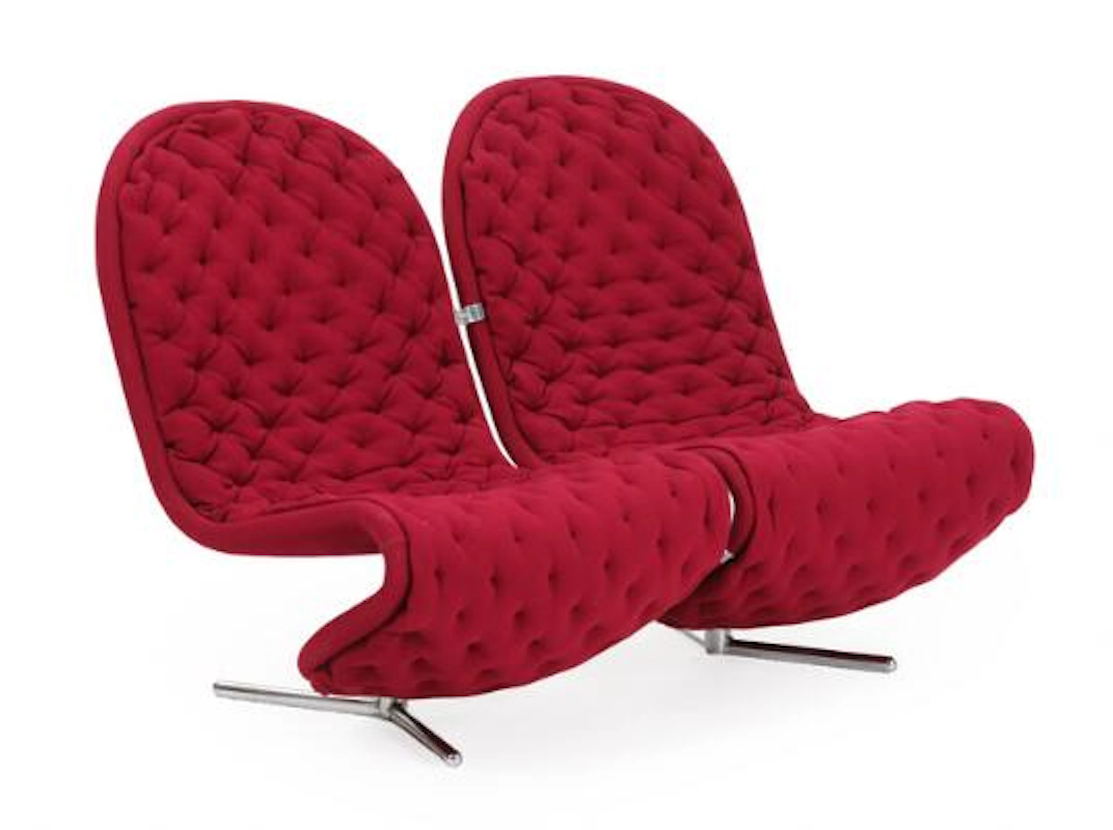 Verner Panton: "System 1–2–3”. Two seater sofa with chromed steel
