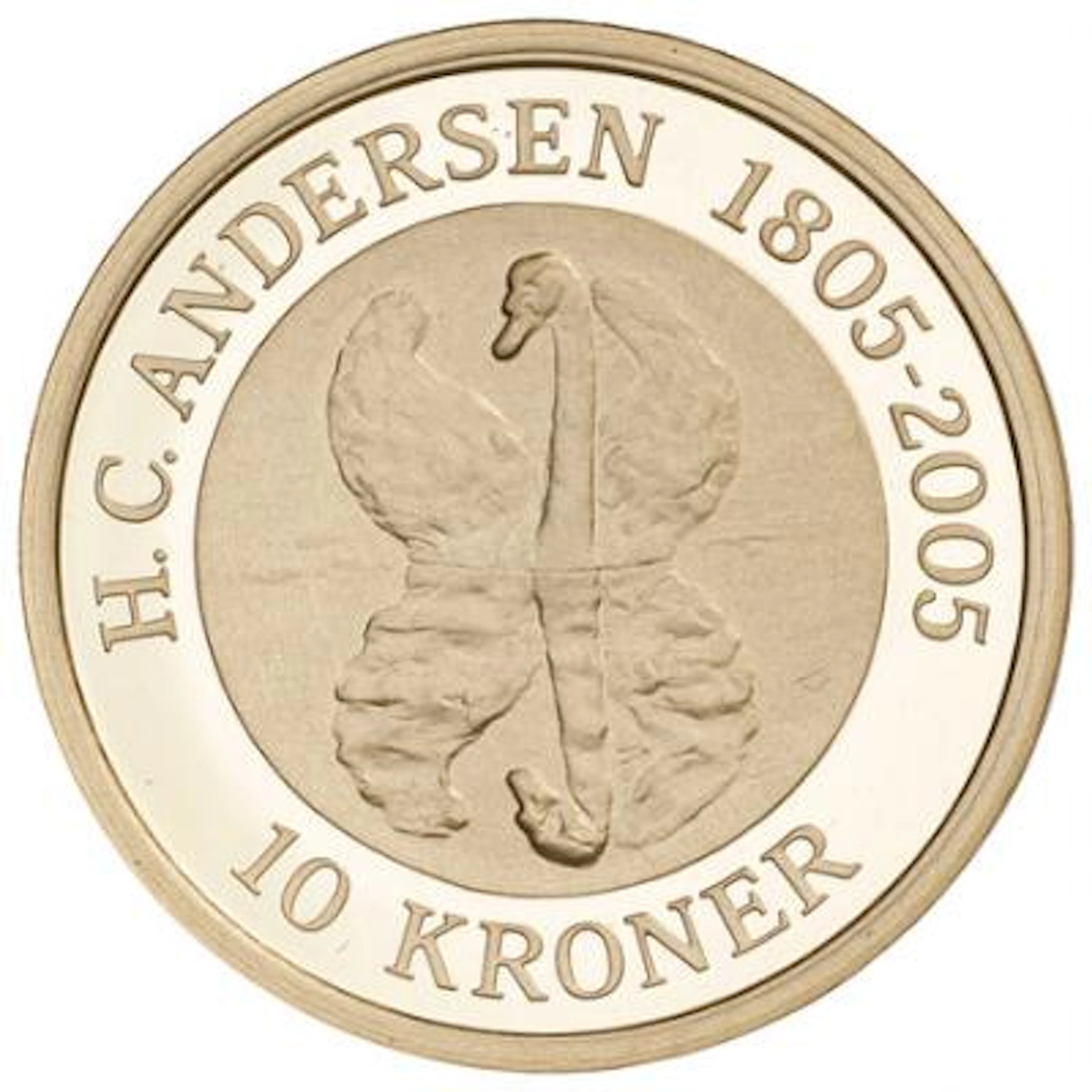Fairy tale coin, H.C. Andersen, 10 kr 2005, Au, The Ugly Duckling