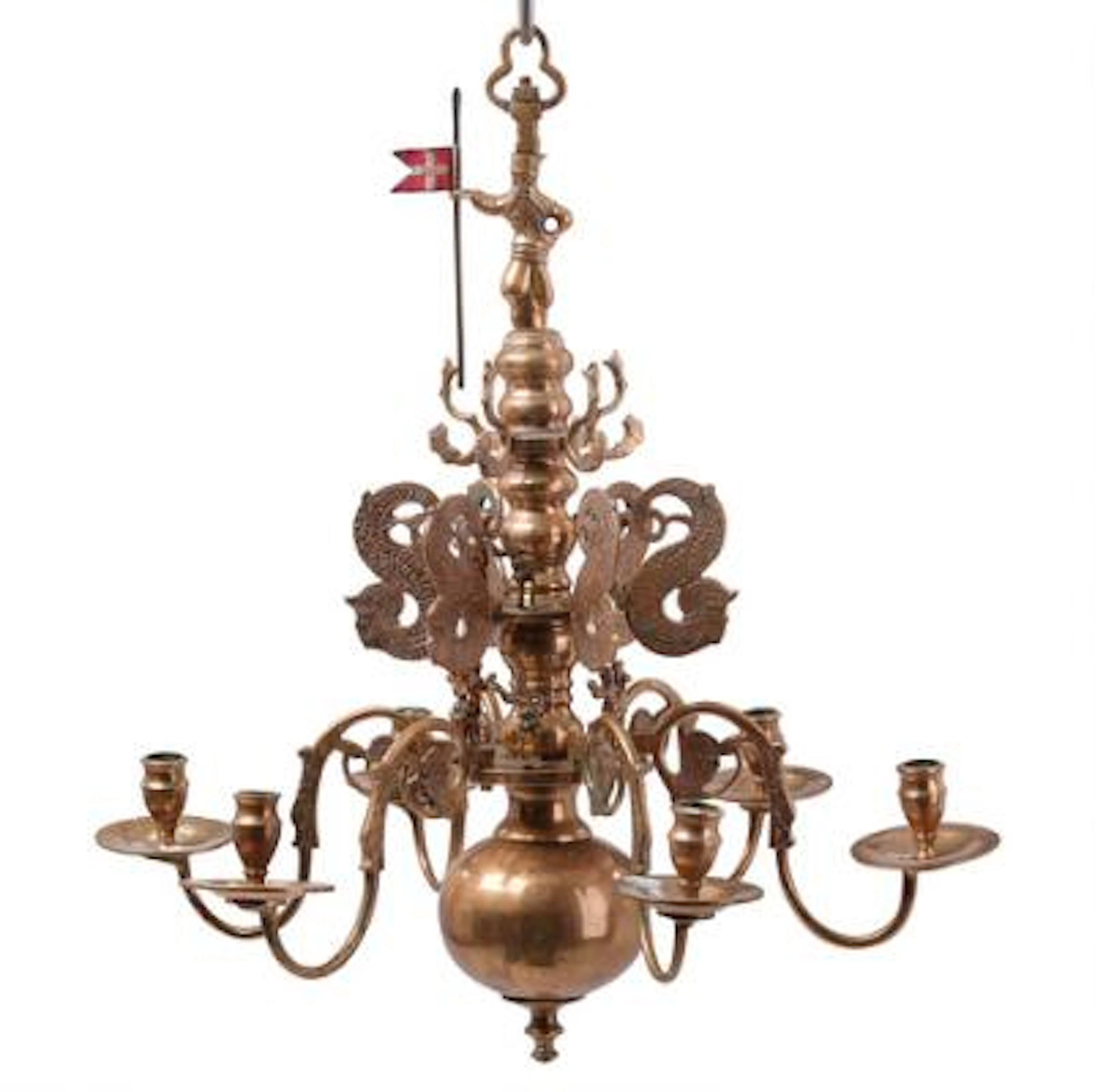 A church chandelier of brass, 18th–19th century. H. 61 cm. – Bruun