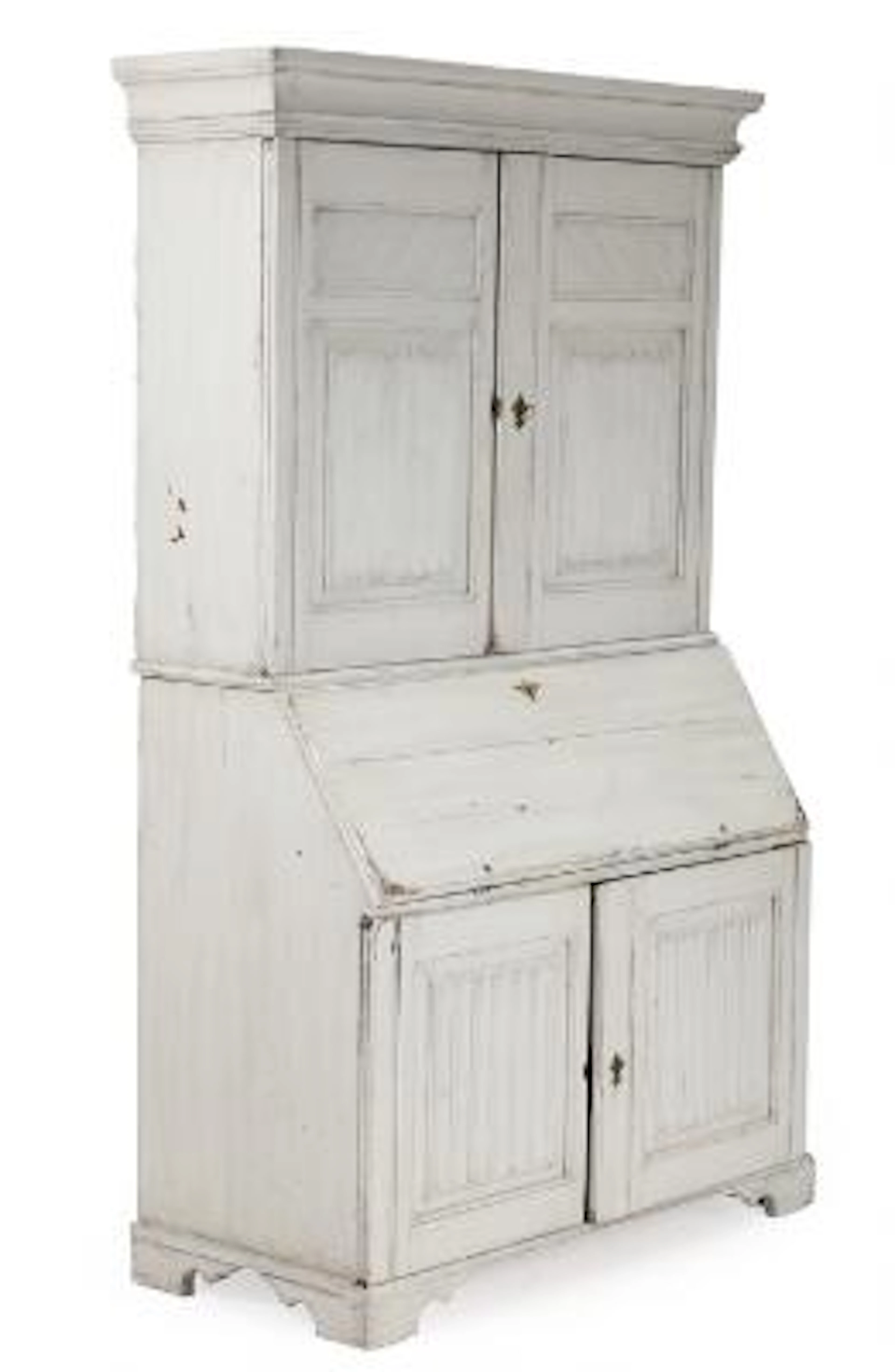 Chatol in grey-painted wood, upper part with two doors concealing