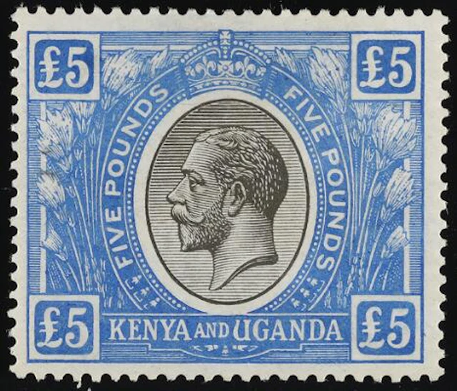 Kenya and Uganda. 1922-27. £5. Very fine unused copy of this rare