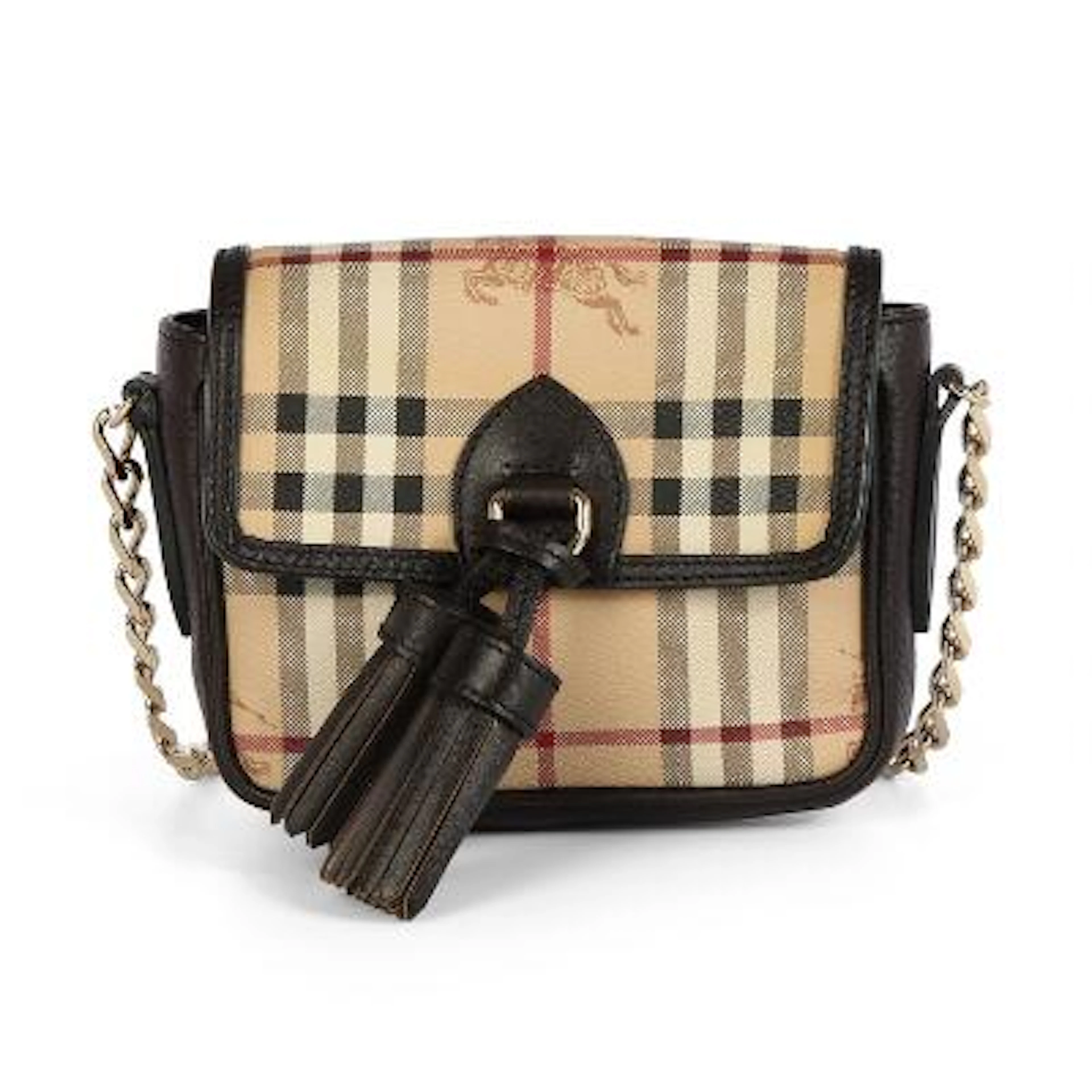Burberry: A "Bicolor Haymarket" bag in checked coated canvas with