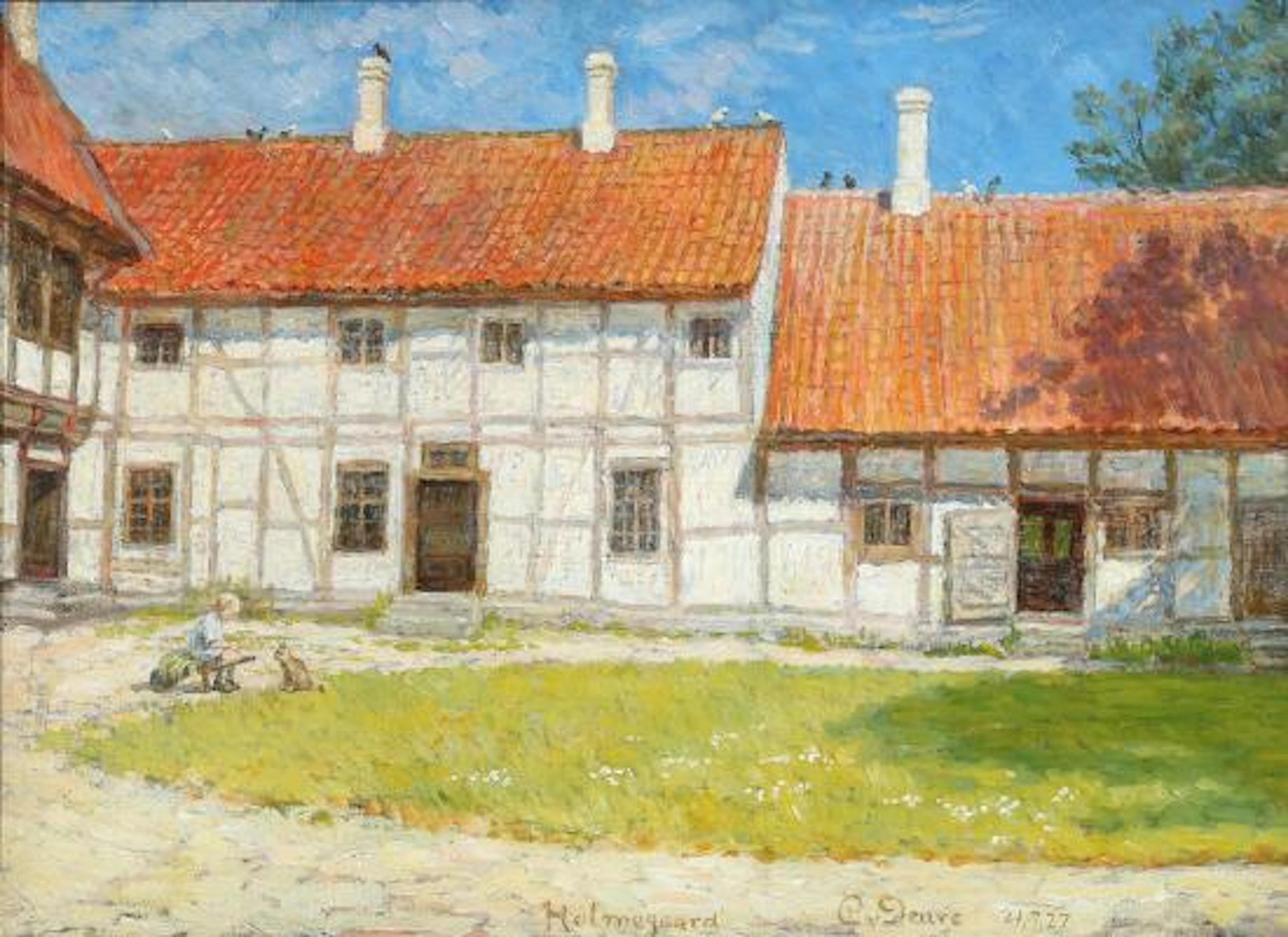 Caroline van Deurs: View from Holmegaard. Signed C. v. Deurs Holmegaard