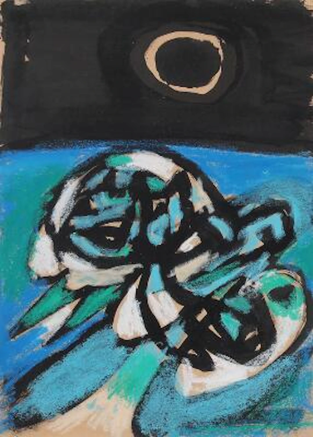Knud Nielsen: Untitled. Unsigned. Crayon and watercolour on paper.
