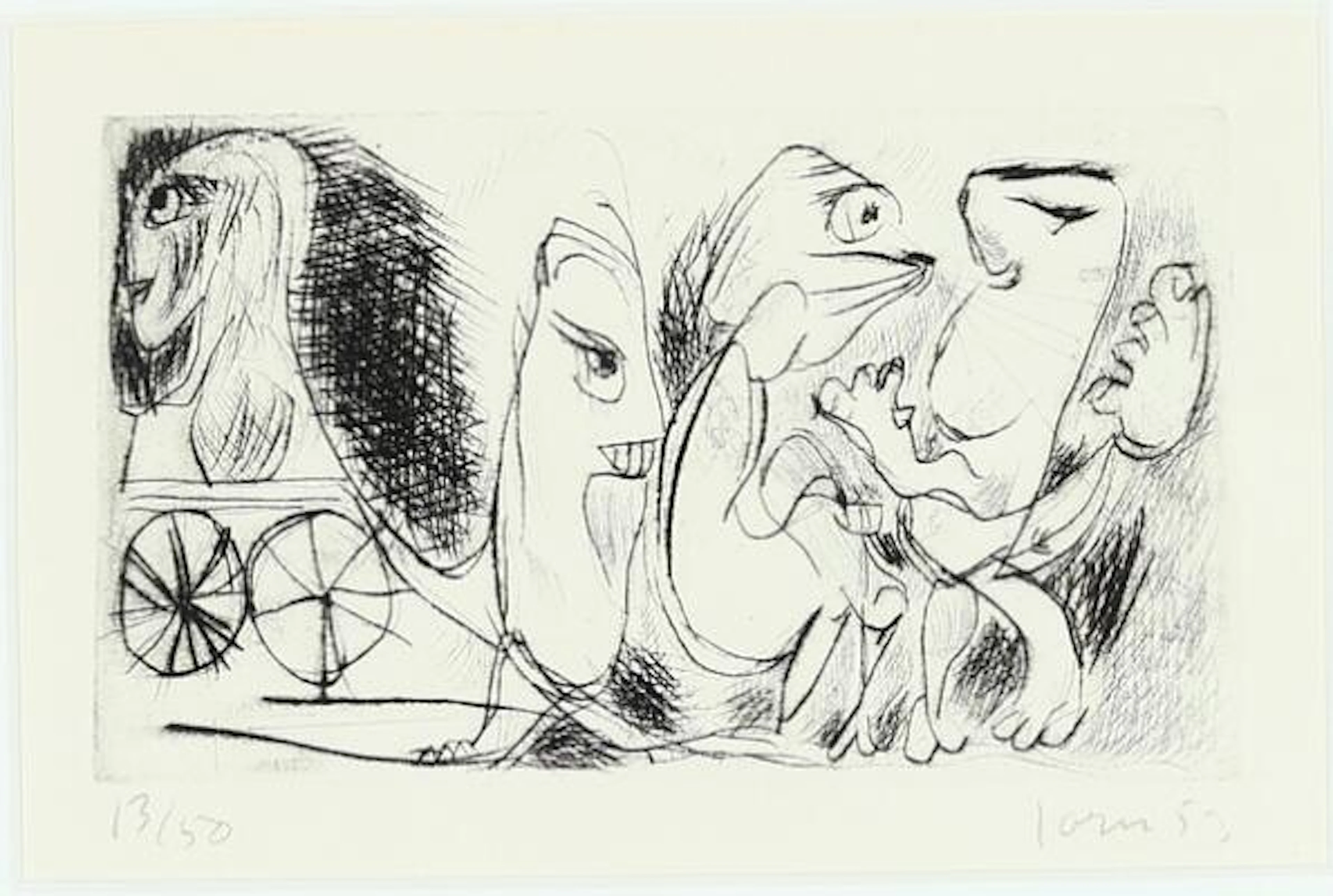 Asger Jorn: Composition from "Schweizer Suite". Signed Jorn 53, 13/50.