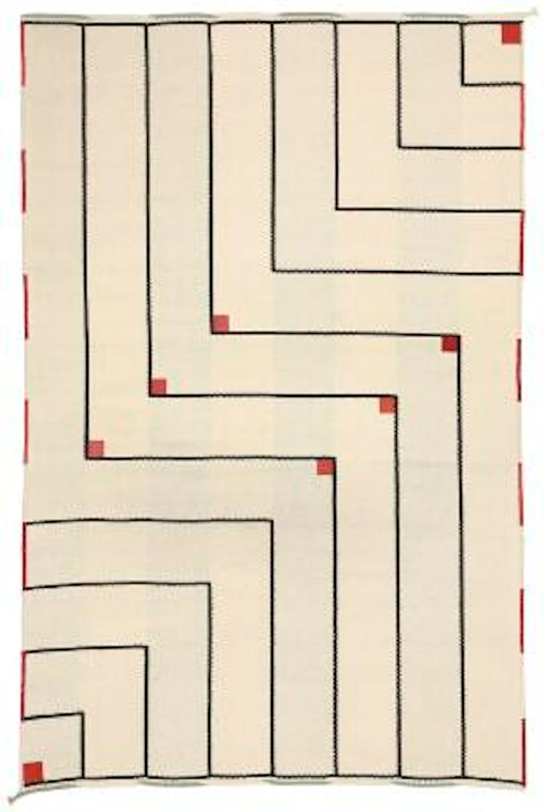 Vibeke Klint: Hand-woven wool carpet. Geometric pattern in black on