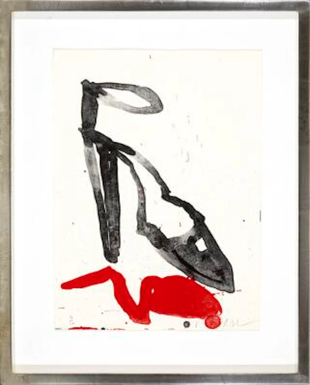 Jens Birkemose: ”Forsøg på at male en rød hund". Unsigned. Watercolour.