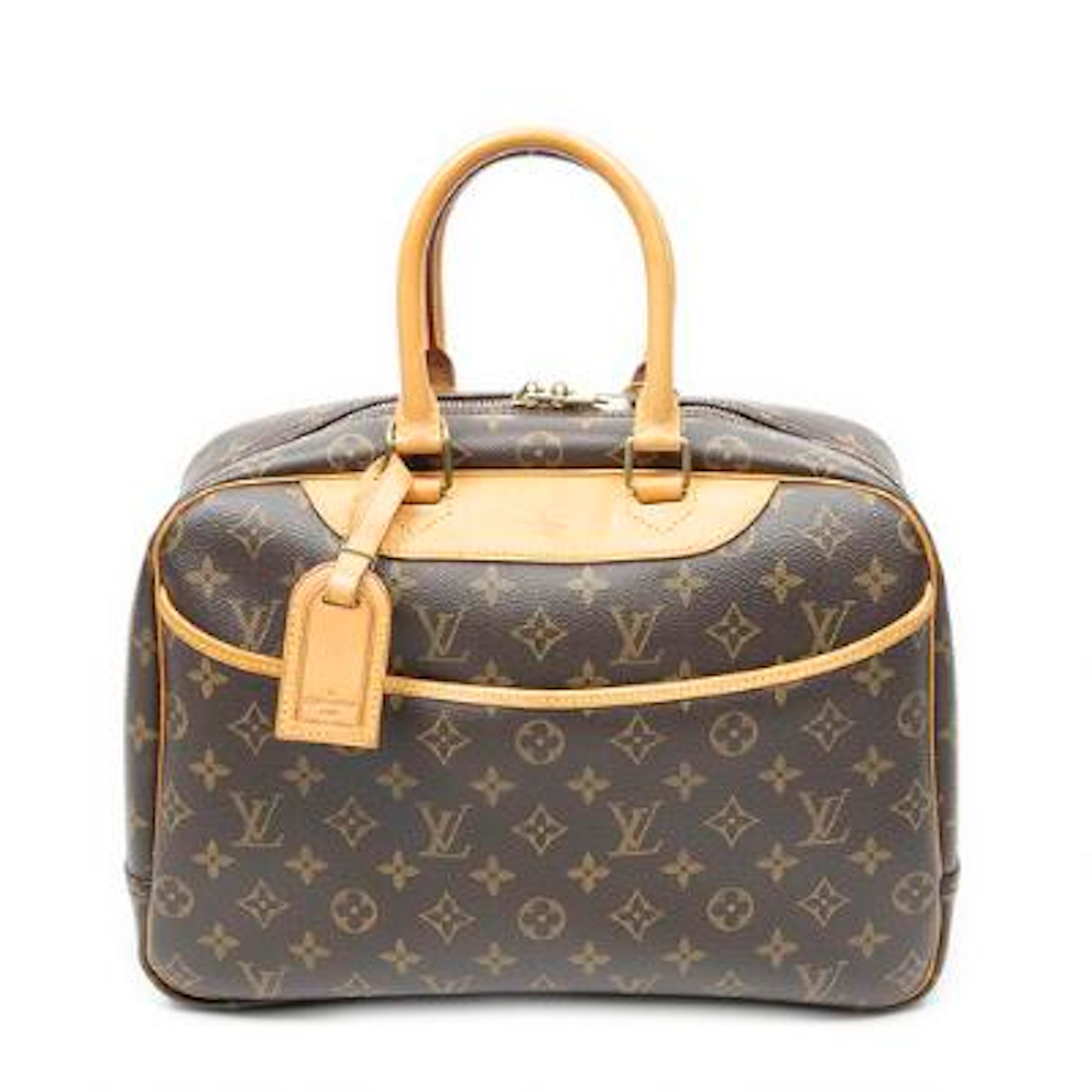 Louis Vuitton: A "Deauville" bag of brown monogram coated canvas with