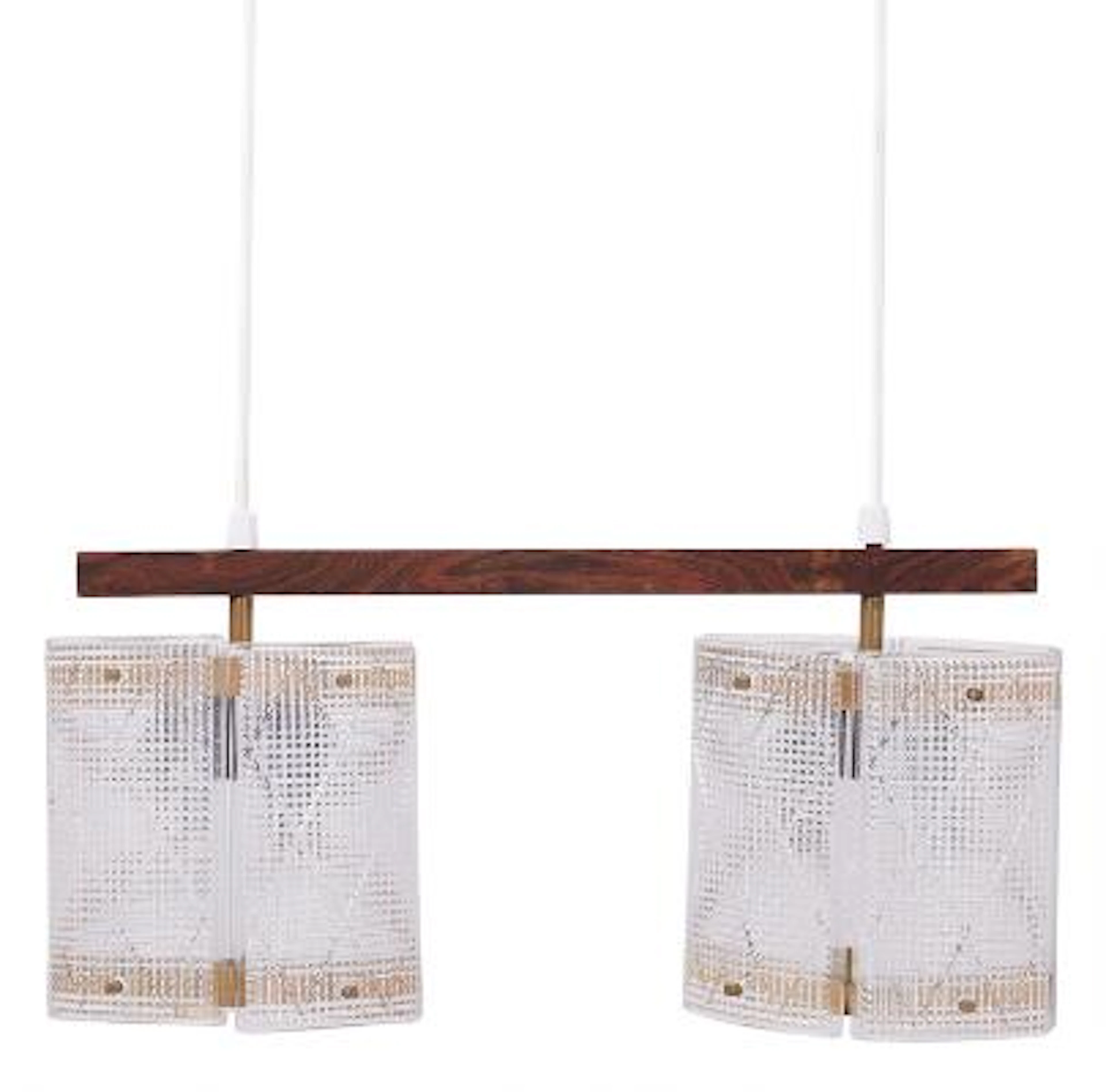 Carl Fagerlund: Ceiling lamp with frame of palisander and brass. Two