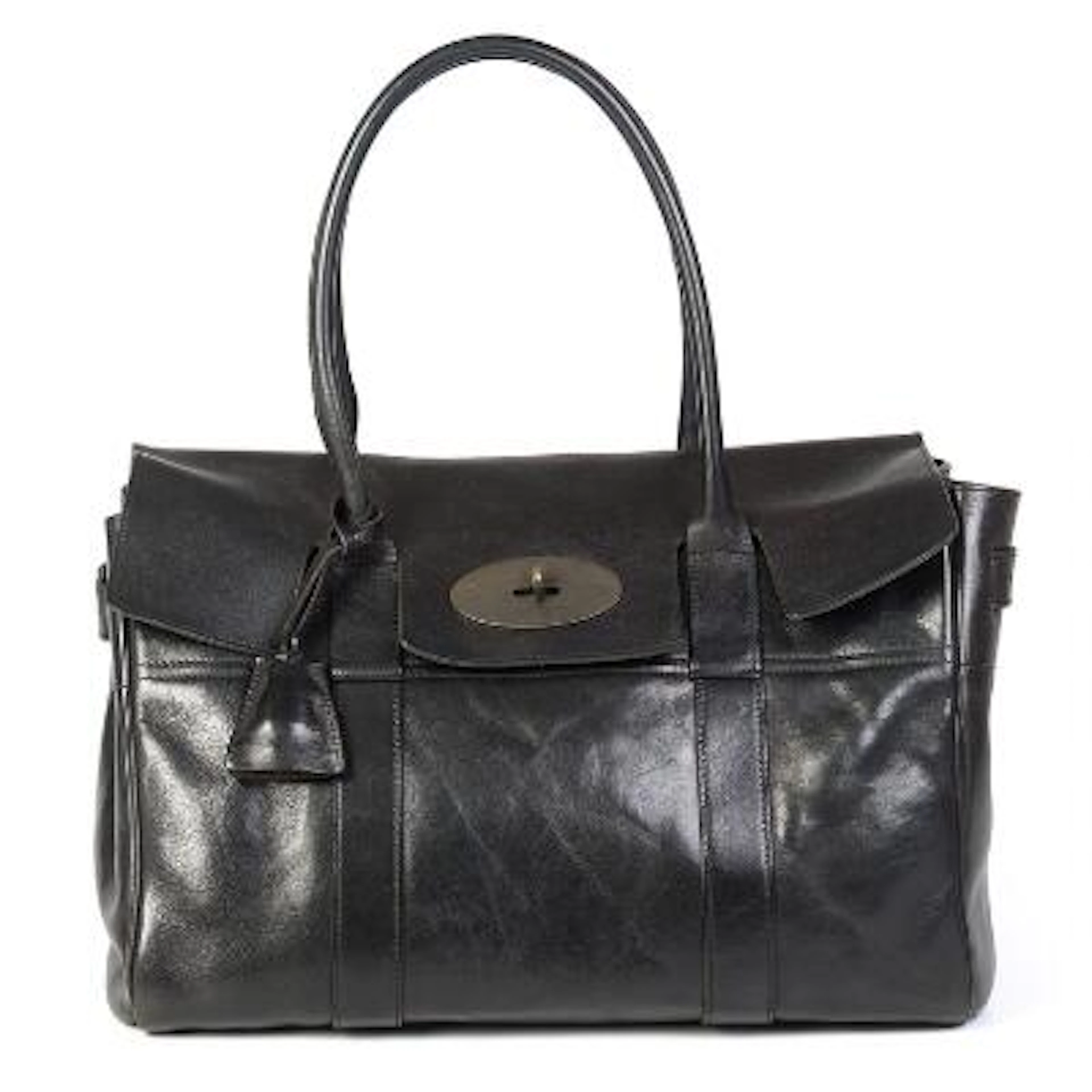 Mulberry: A "Bayswater" bag of black leather with silver tone hardware