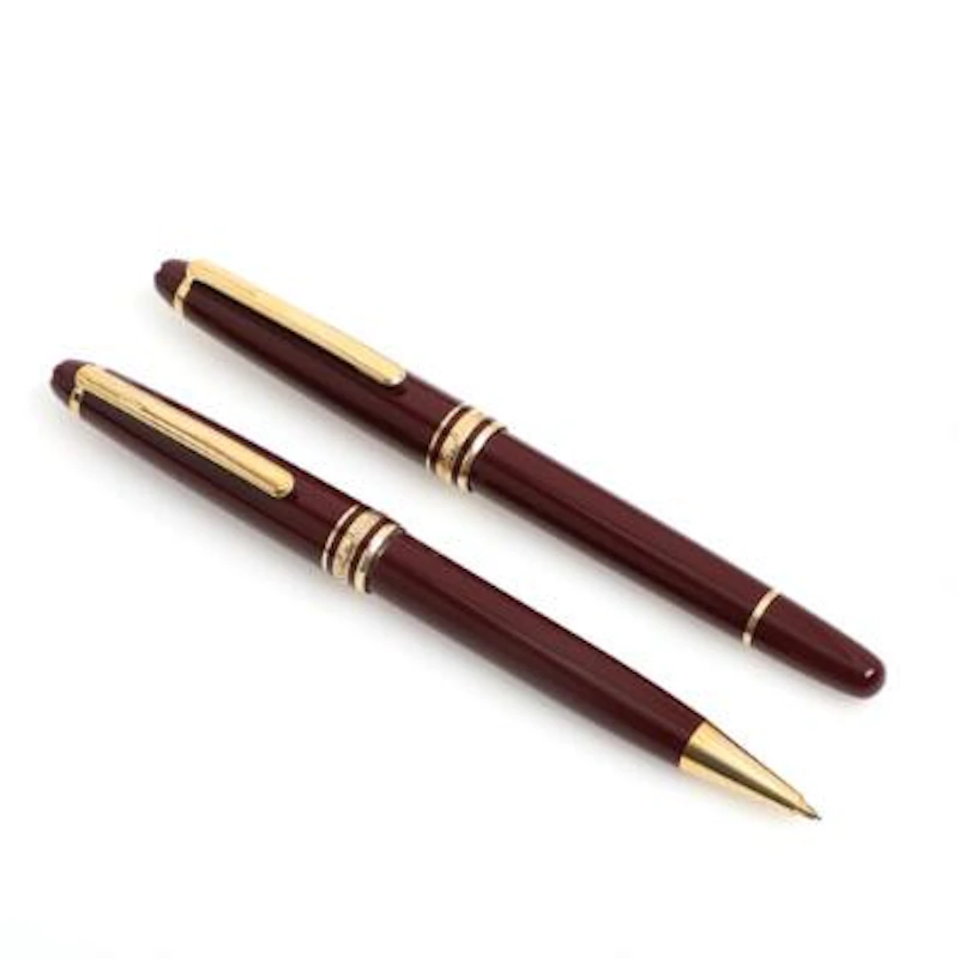 Montblanc: "Meisterstück" writing instruments in bordeaux resin. L.