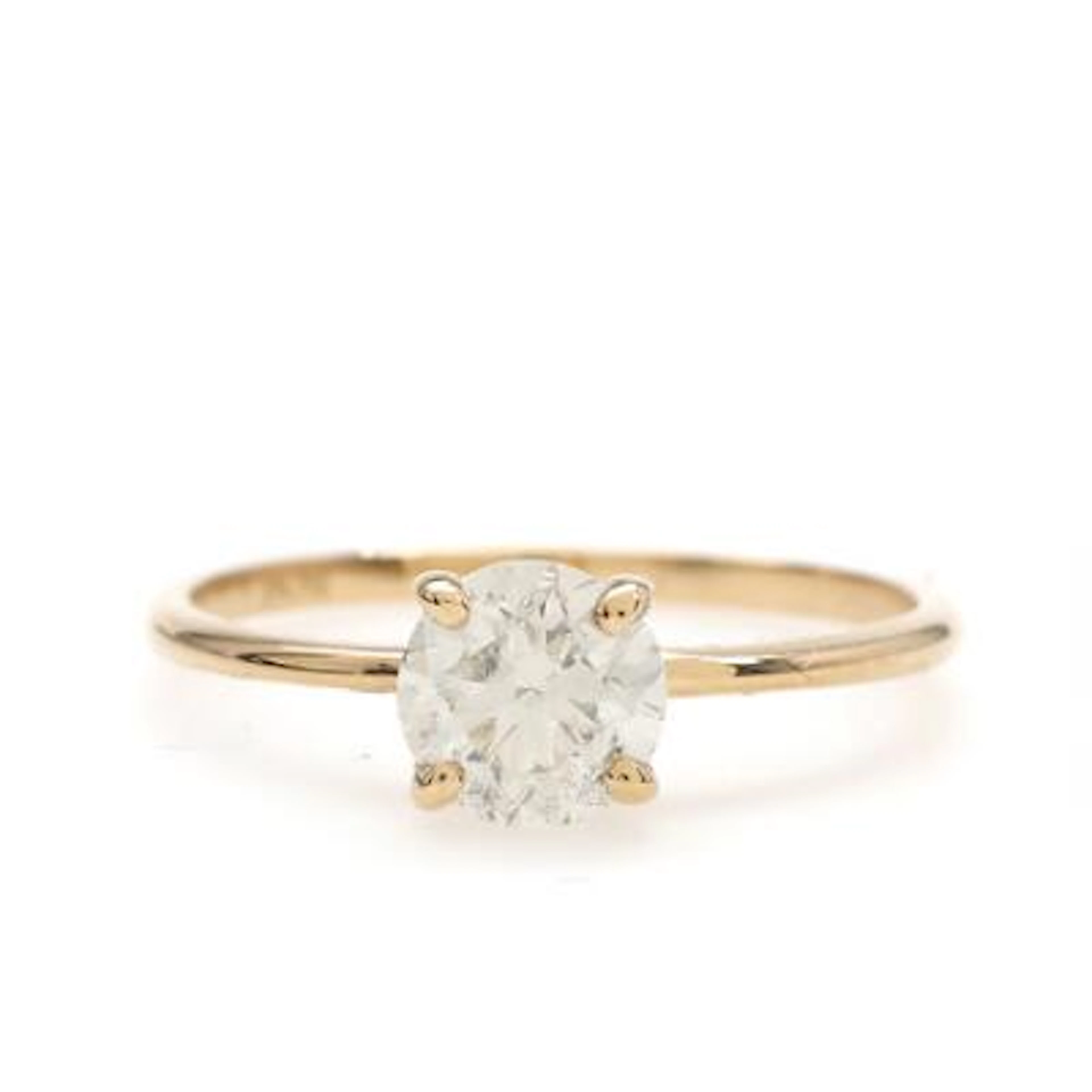 Diamond ring in 14 ct gold adorned with a brilliant-cut diamond of