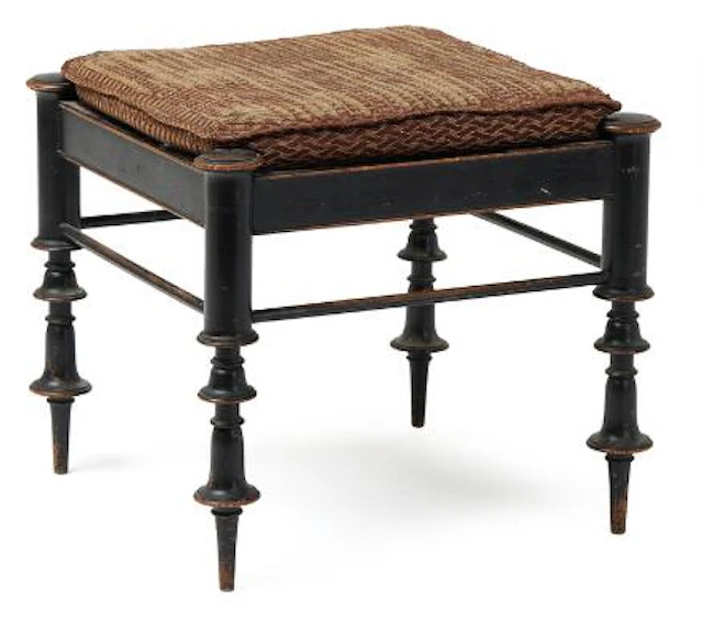 Kay Fisker: Black-lacquered wood stool with profiled rail. H. 41 cm.