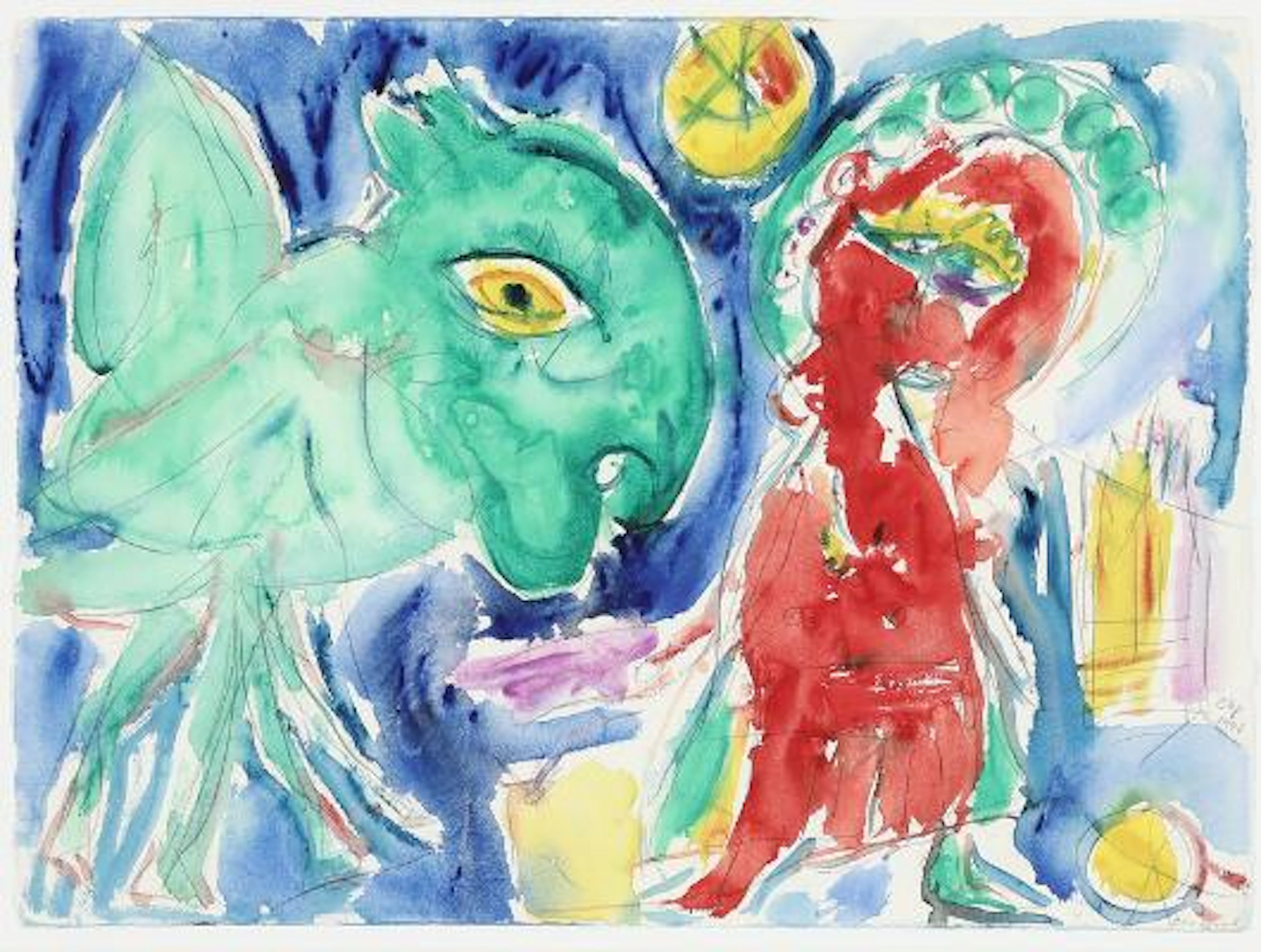 Carl-Henning Pedersen: "Det overraskende", 1991. Signed CHP 1991.