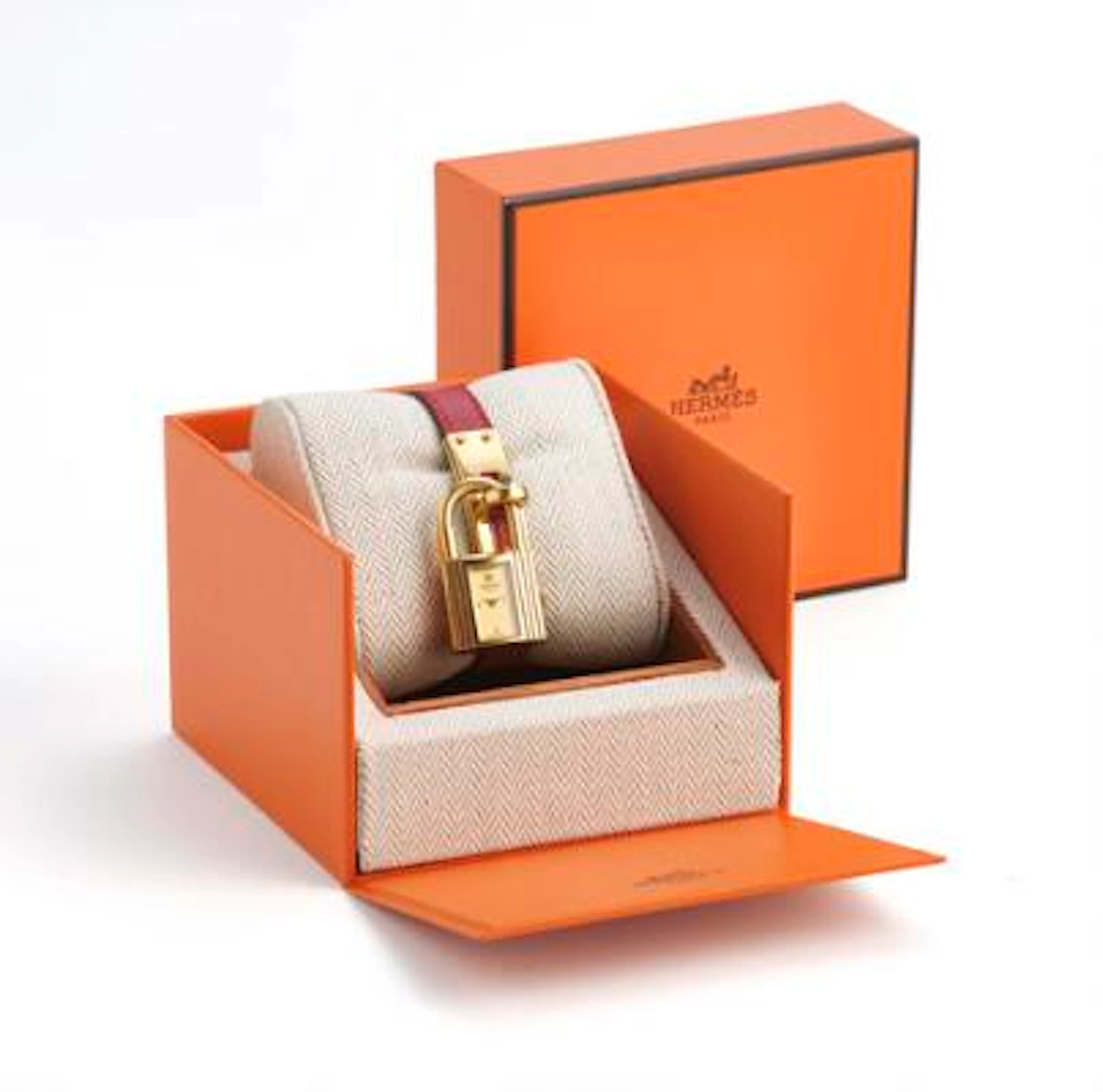 Hermès: Kelly of gilt steel, ref. 423081. Quartz movement. 1975-1980s.