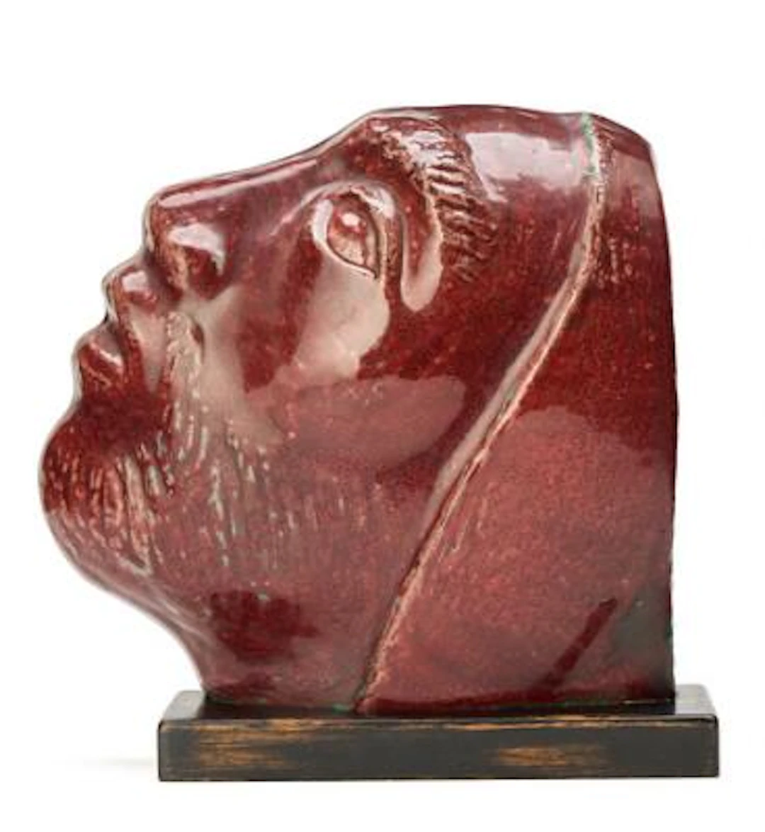 Jais Nielsen: A stoneware relief with detail of “The Kiss of Judas”
