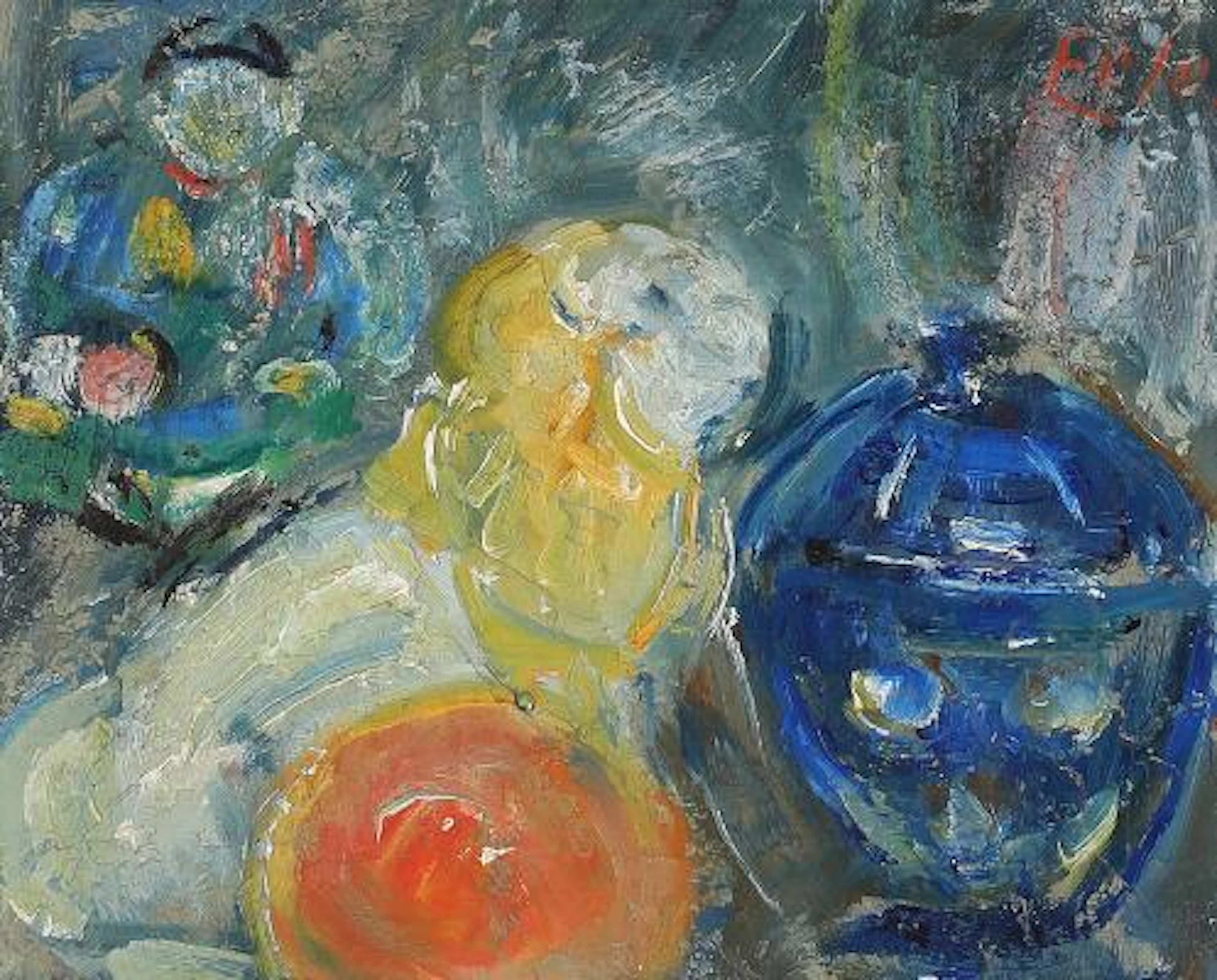 William Erle: Still life. Signed Erle. Oil on wood. 21 x 25 cm. –