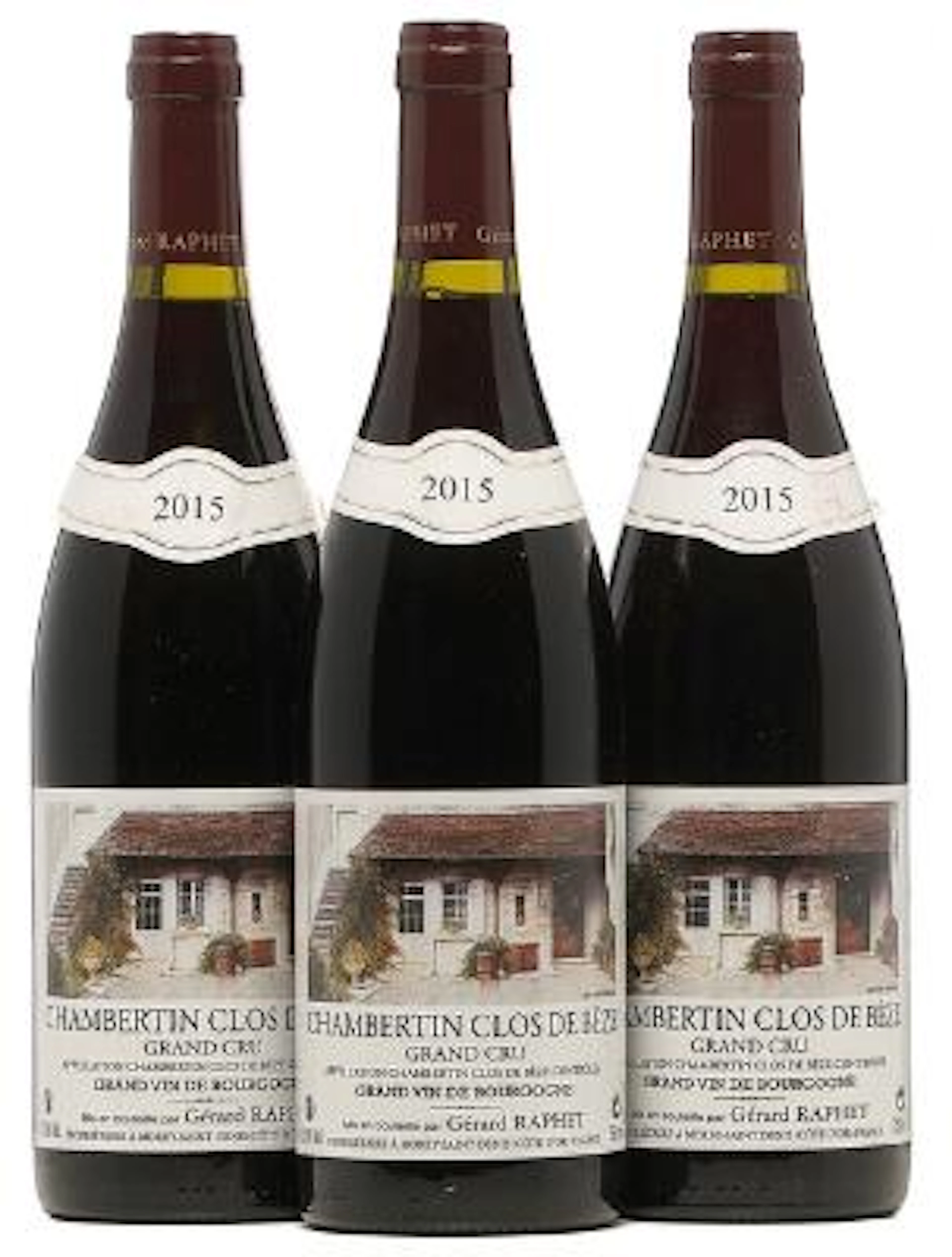 3 bts. Chambertin Clos de Bèze Grand Cru, Gérard Raphet 2015 A (hf/in).
