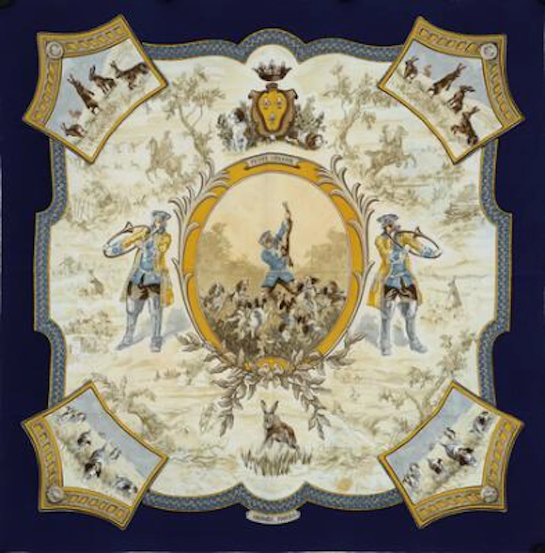 Hermès: A silk scarf with motif "Petite Vénerie" by Charles J. Hallo.