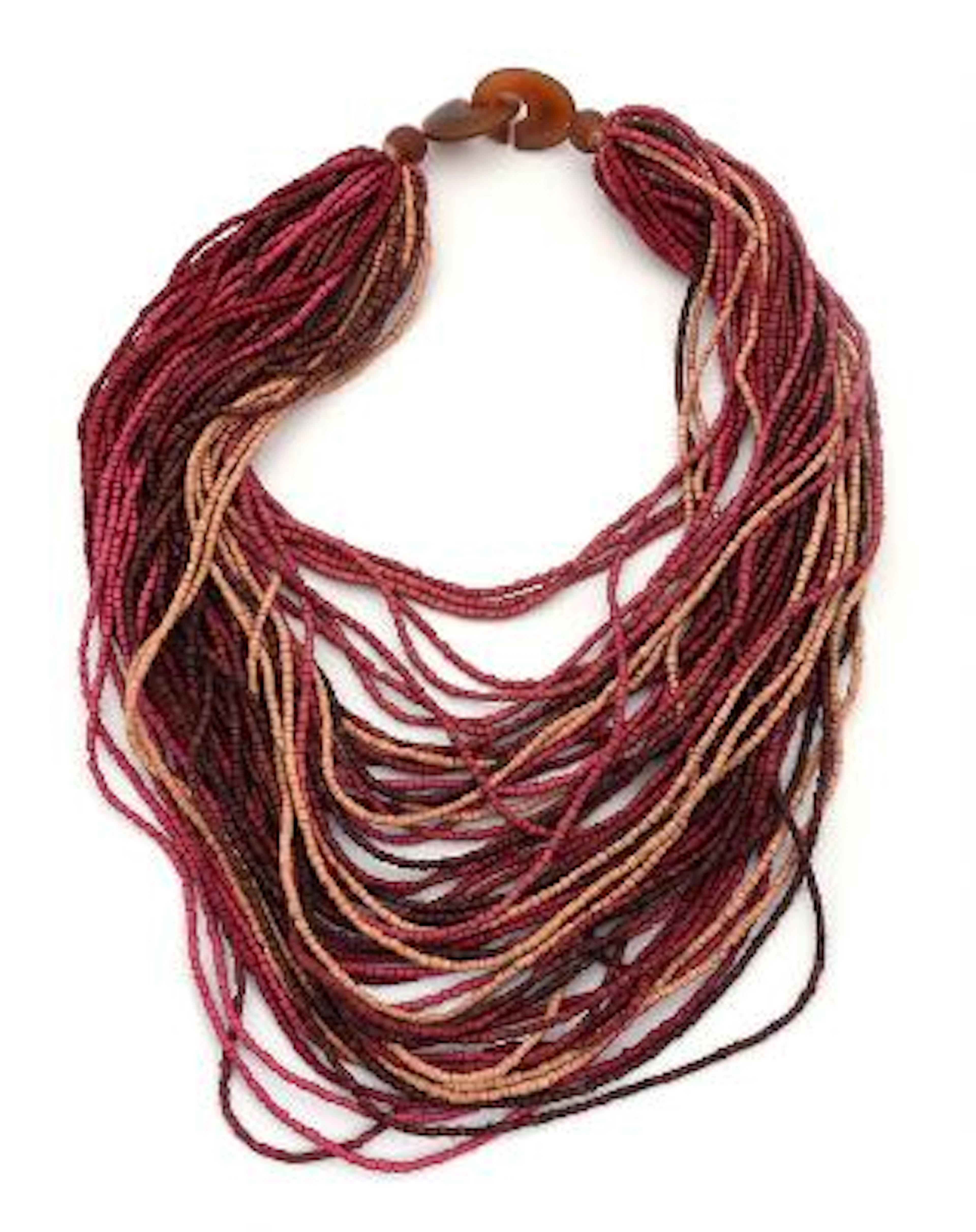Gerda Lynggaard: A multi-strand necklace with red and rose-coloured