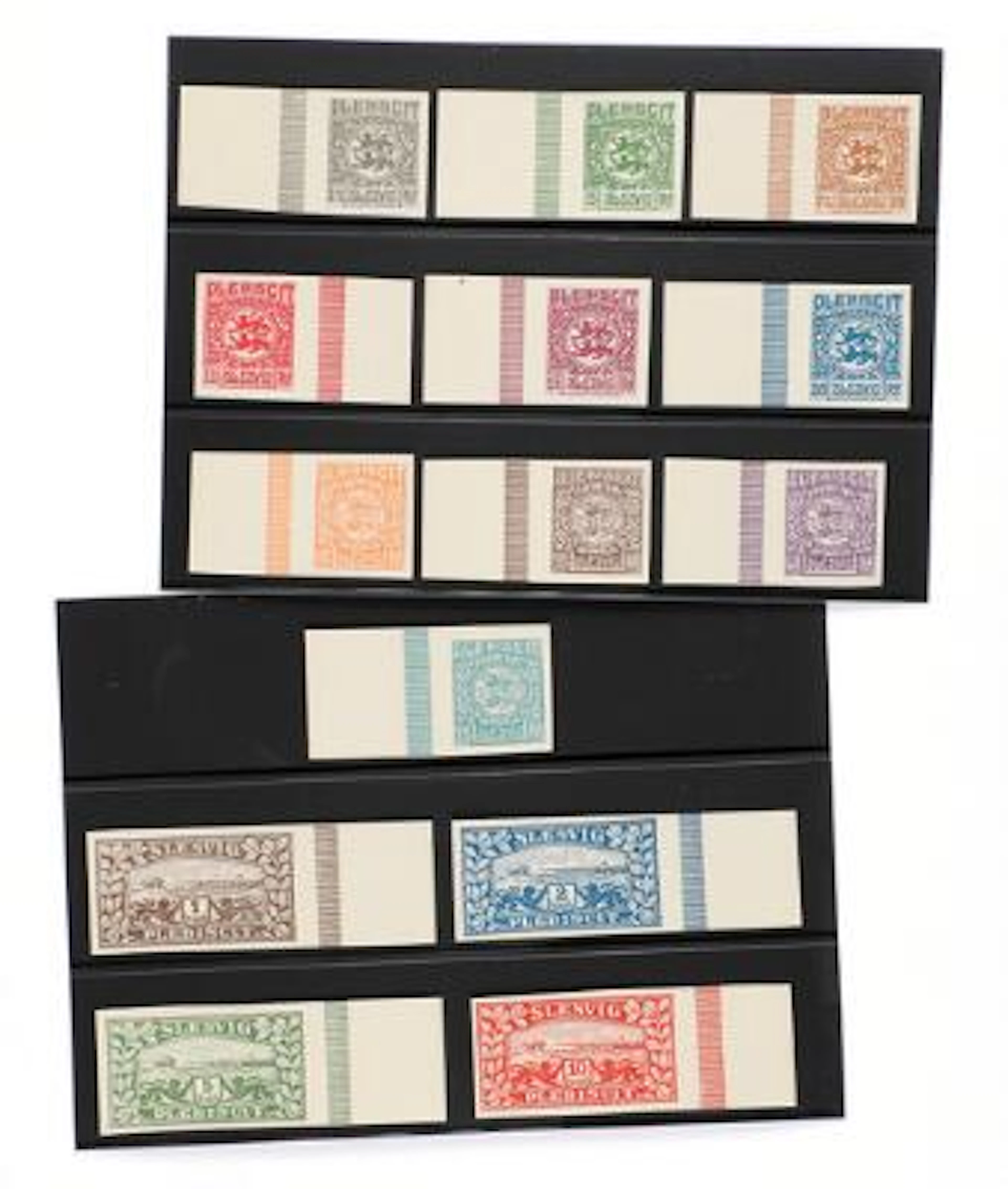 Slesvig. 1920. Gen. Issue. Compl. IMPERFORATED set. All stamps with