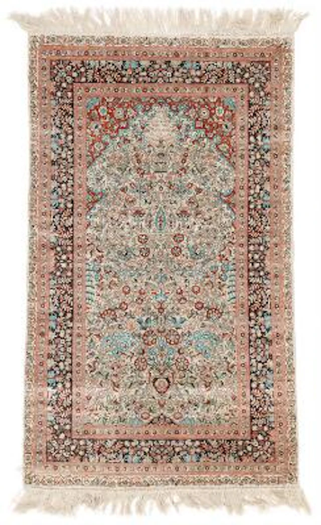 A Chinese silk rug in classical Turkish Hereke style. Arch design