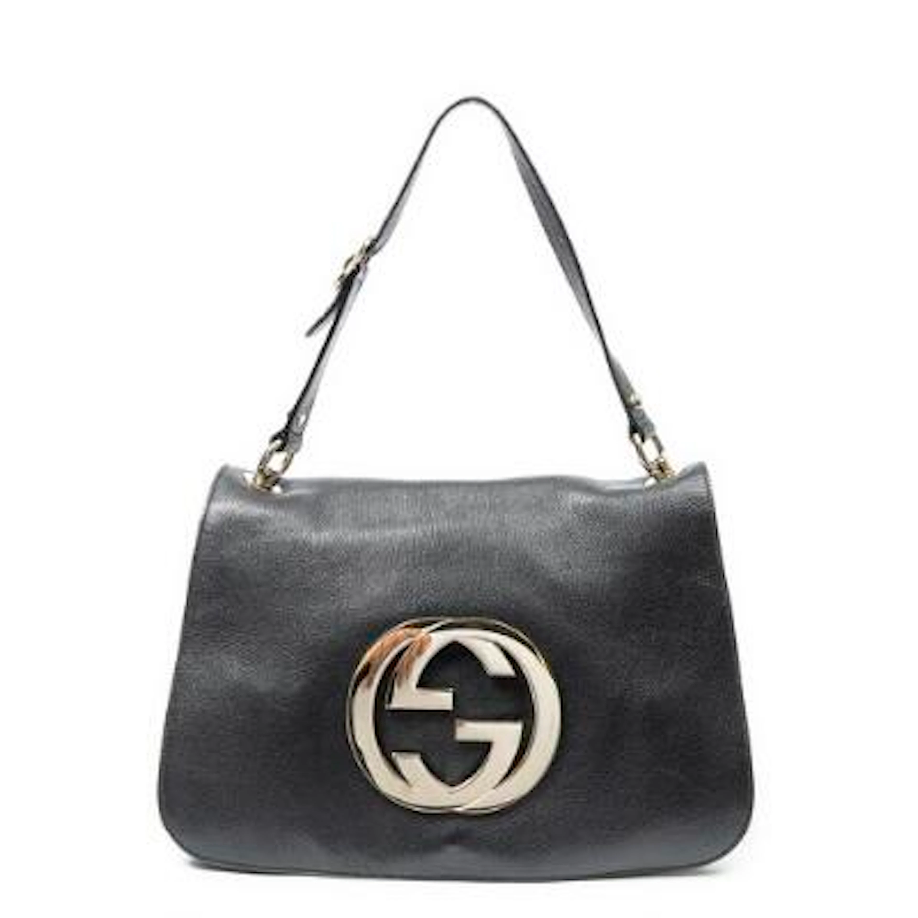 Gucci: A "Blondie" bag of black leather with gold tone hardware and
