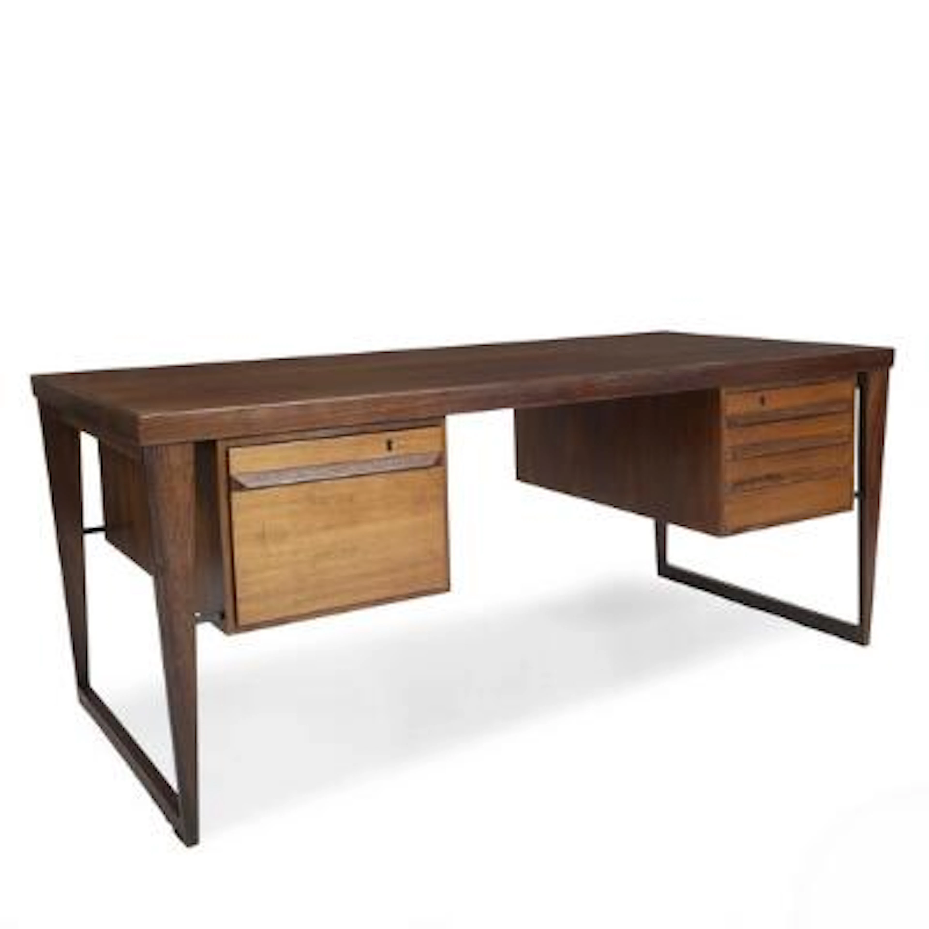 Kai Kristiansen: A freestanding rosewood desk with four drawers and