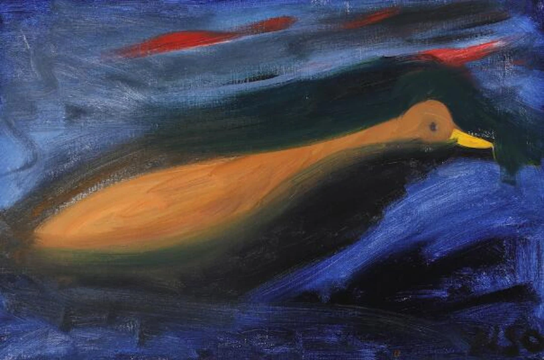 Wiliam Skotte Olsen: Bird. Signed WSO. Oil on canvas. 40 x 60 cm.