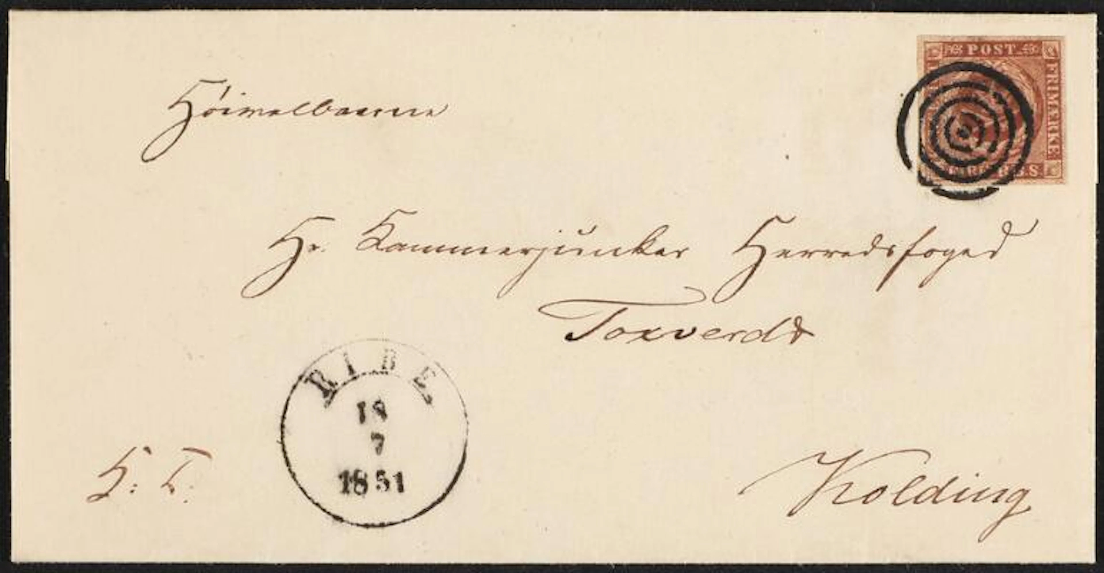 1851. 4 RBS, chocolate brown. FERSLEW 1A. Plate II, no. 51 unretouched