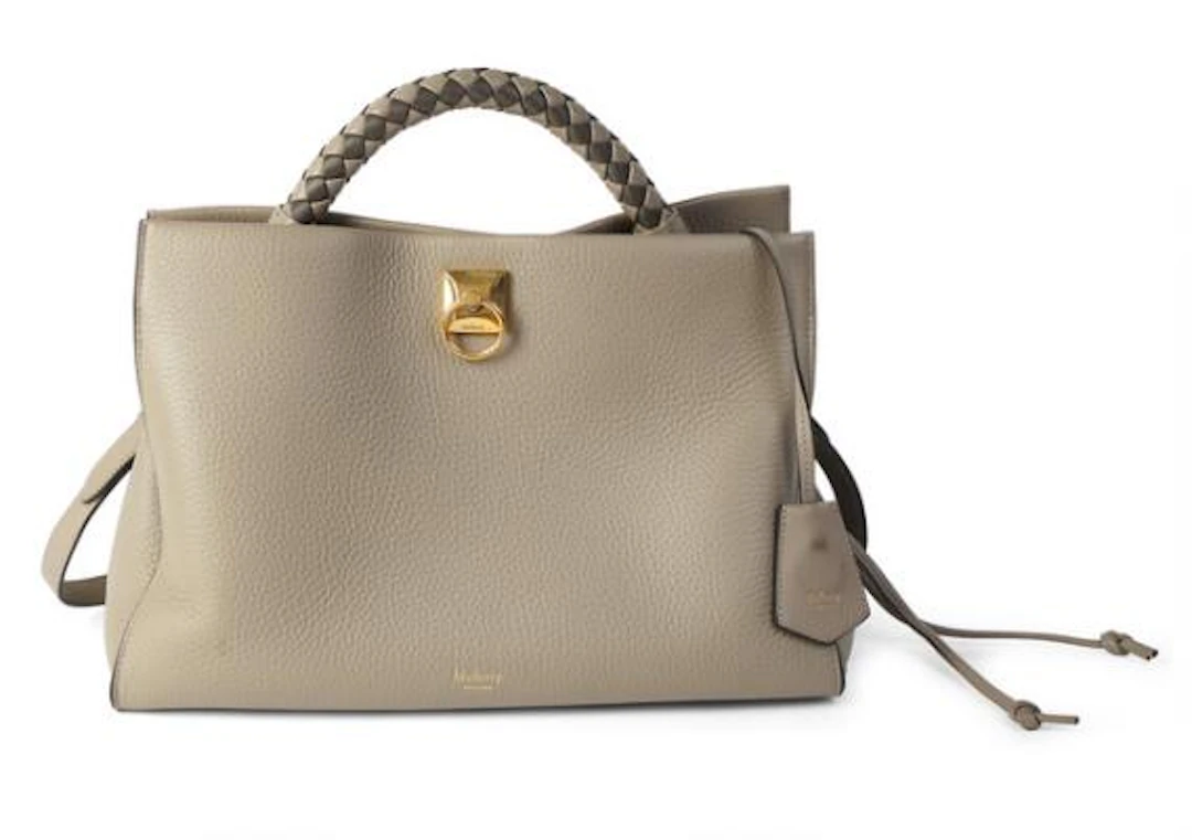 Mulberry: An "Iris" bag of grey leather with gold tone hardware, woven