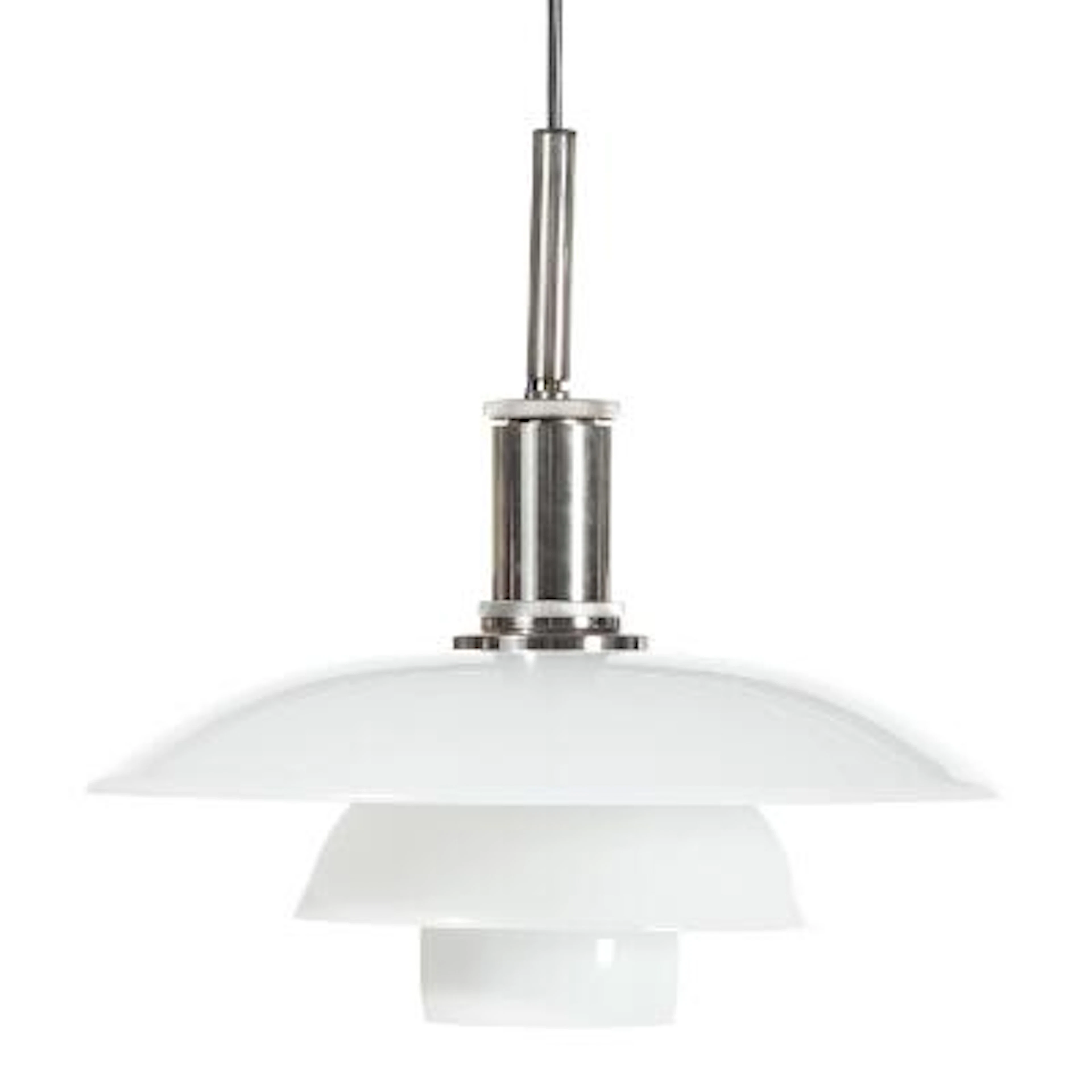 Poul Henningsen: “PH 4½/4”. Pendant with chromed metal socket house.