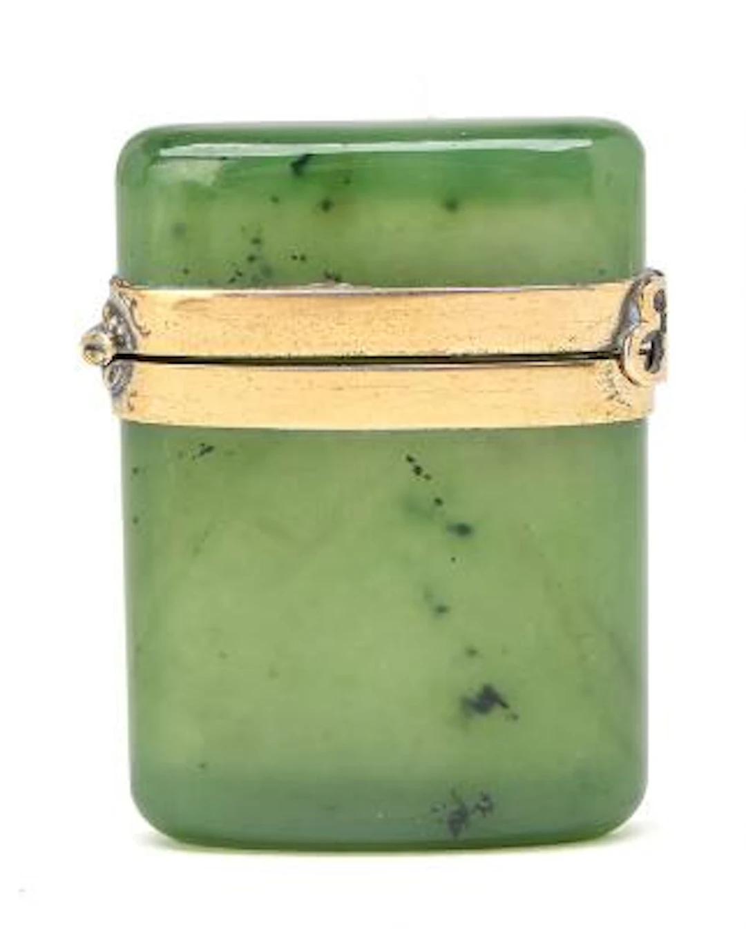 Small case in green jade, mounted in gilt sterling silver, A. Michelsen