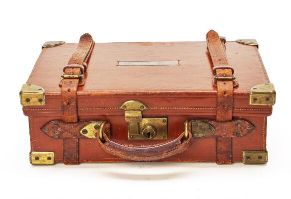 English oak and leather cartridge case. Gamebore bismuth cartridges