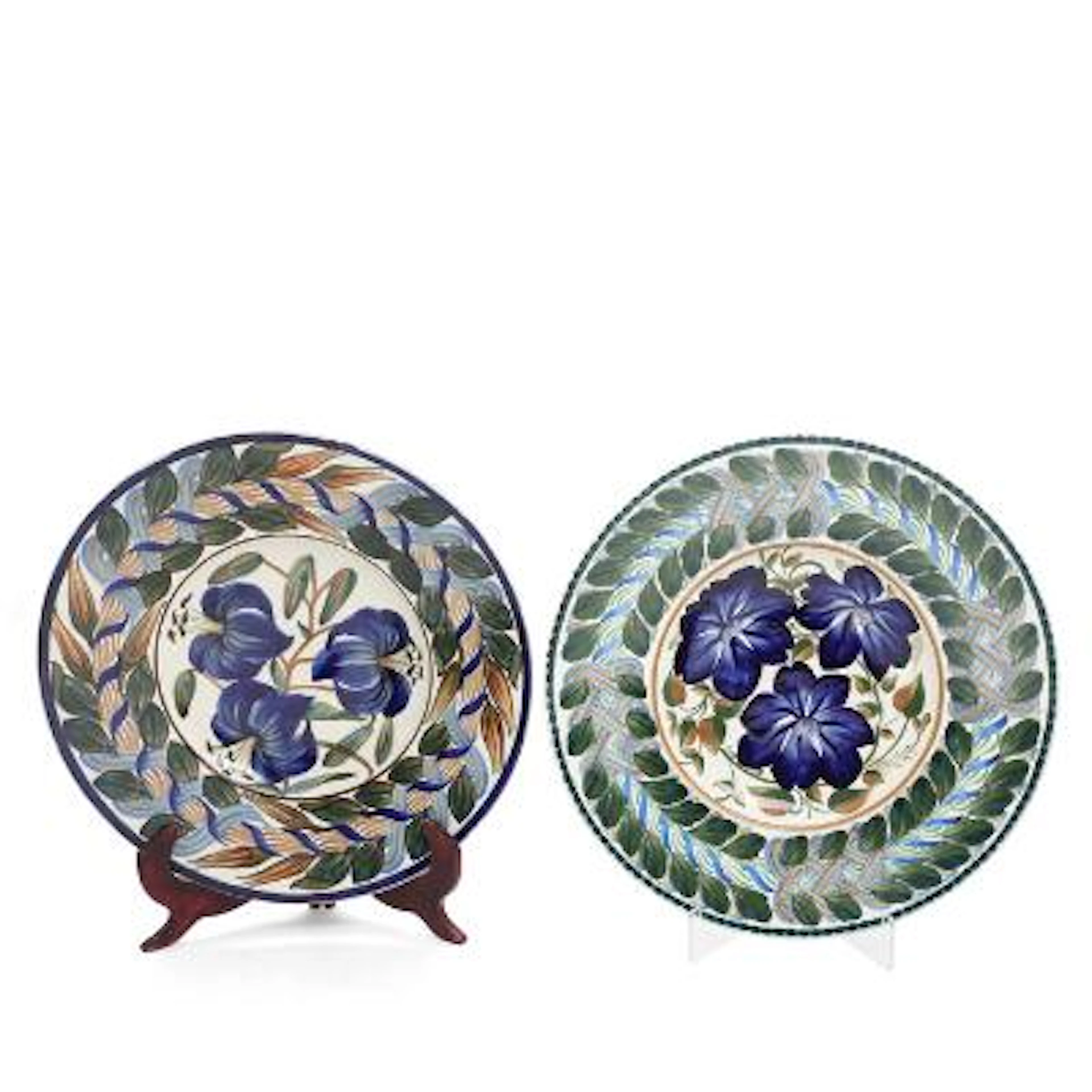 Harald Slott-Møller: Two round faience wall plates, decorated with