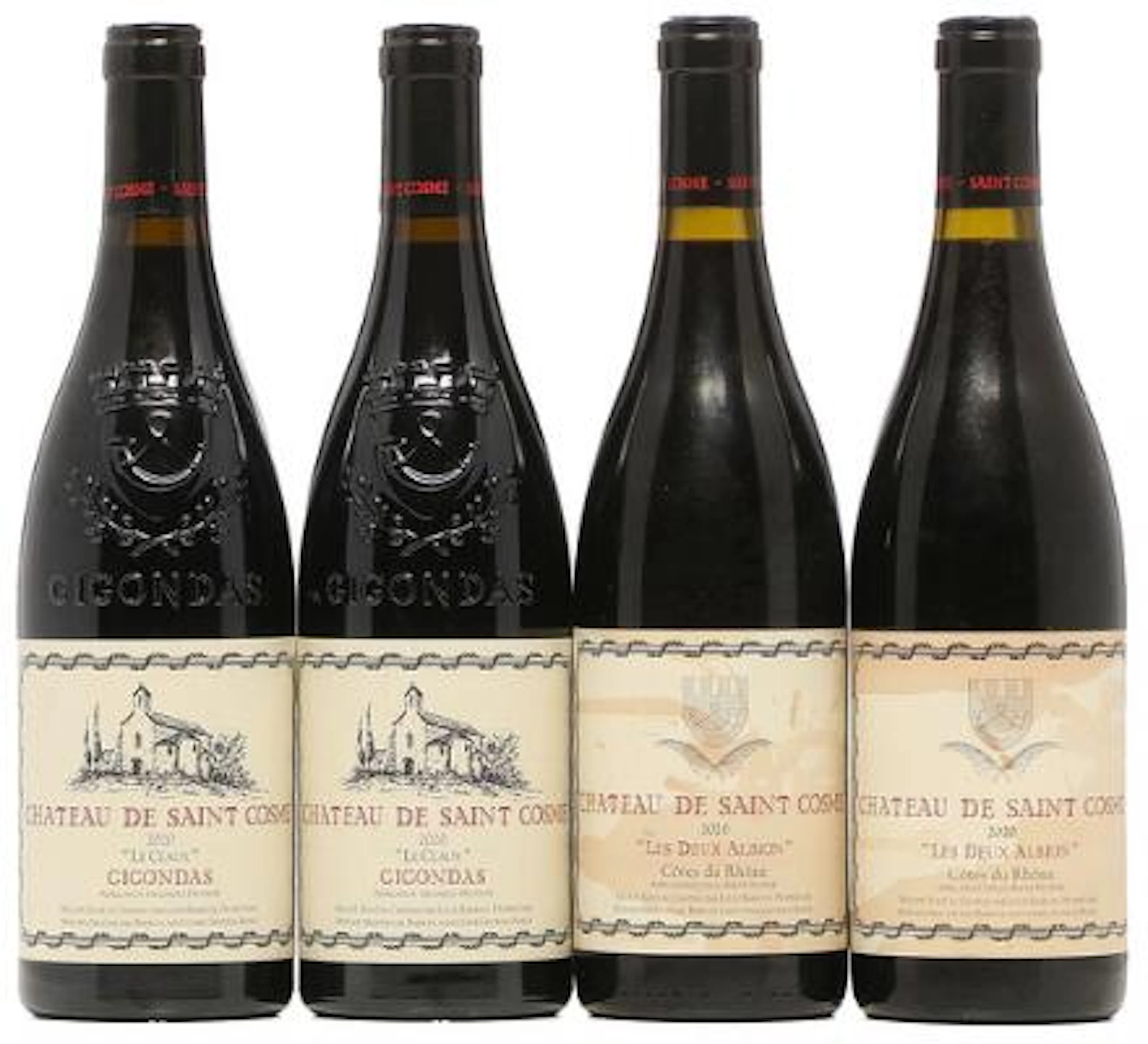 2 bts. Gigondas Le Claux", Chateau De Saint Cosme 2020 A (hf/in).
