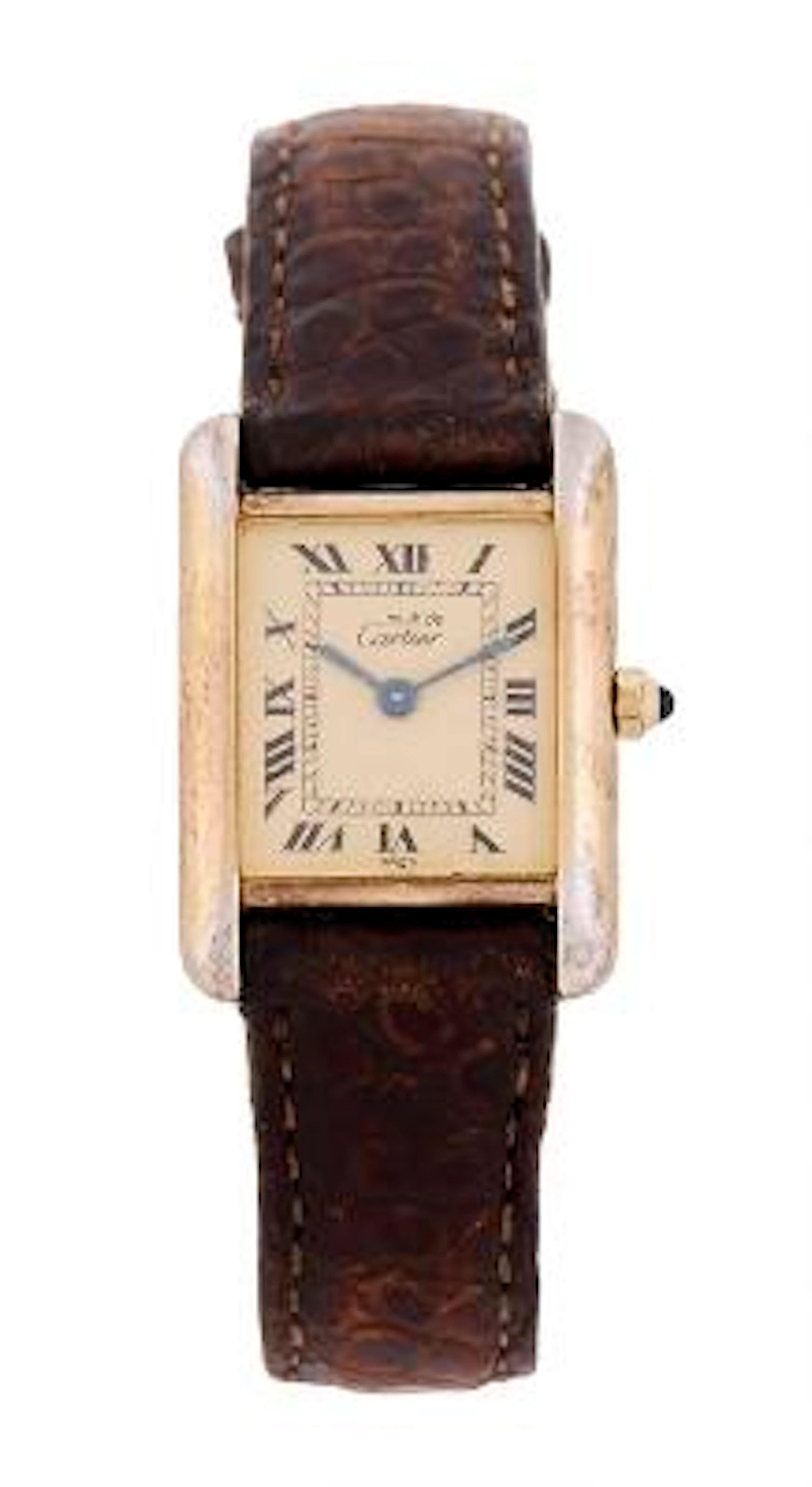 Cartier: Tank Vermeil of gilded silver, ref. 366001. Quartz movement.