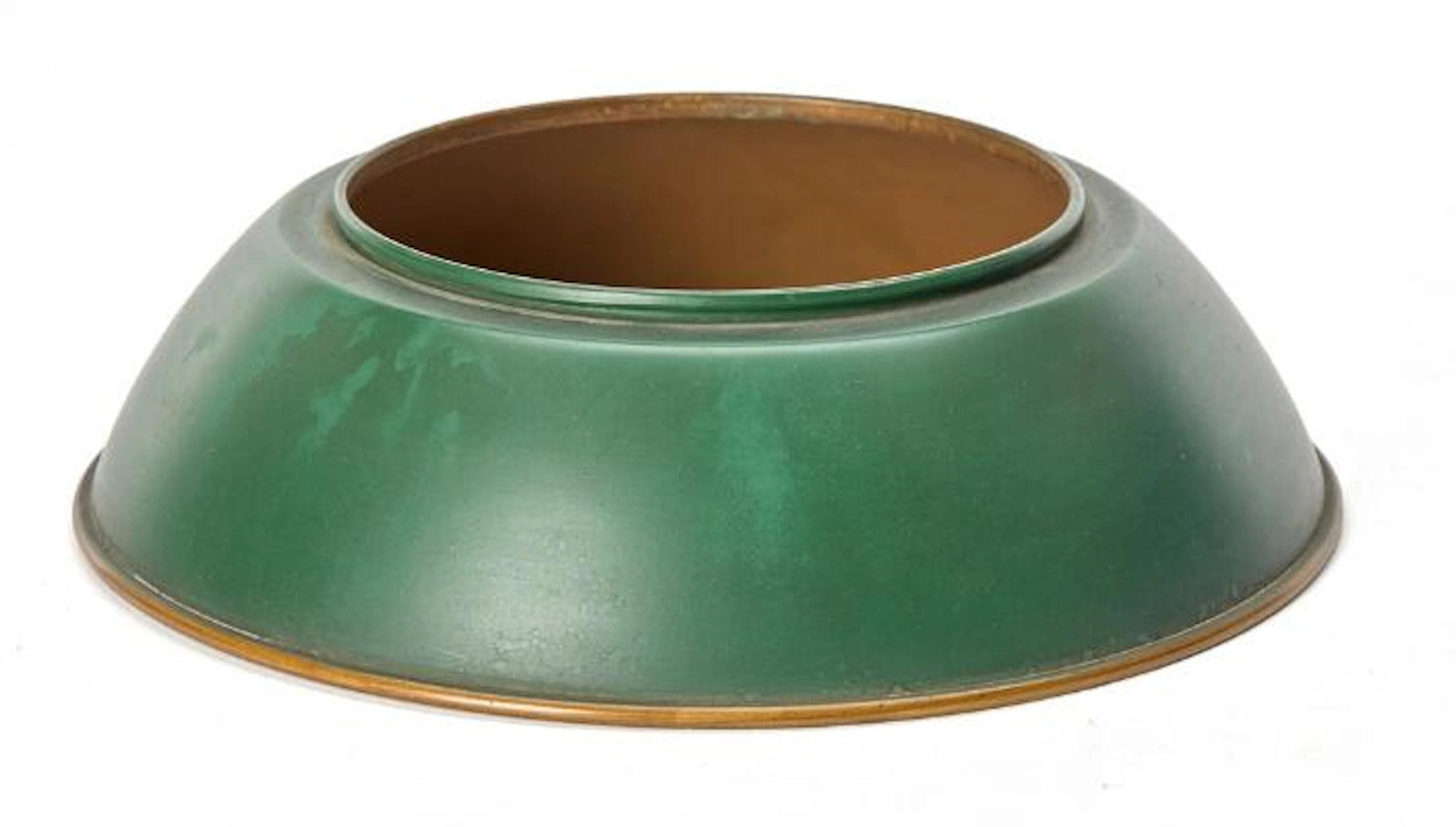 Poul Henningsen: "PH-3". Green/gold lacquered copper M-3 middle shade.