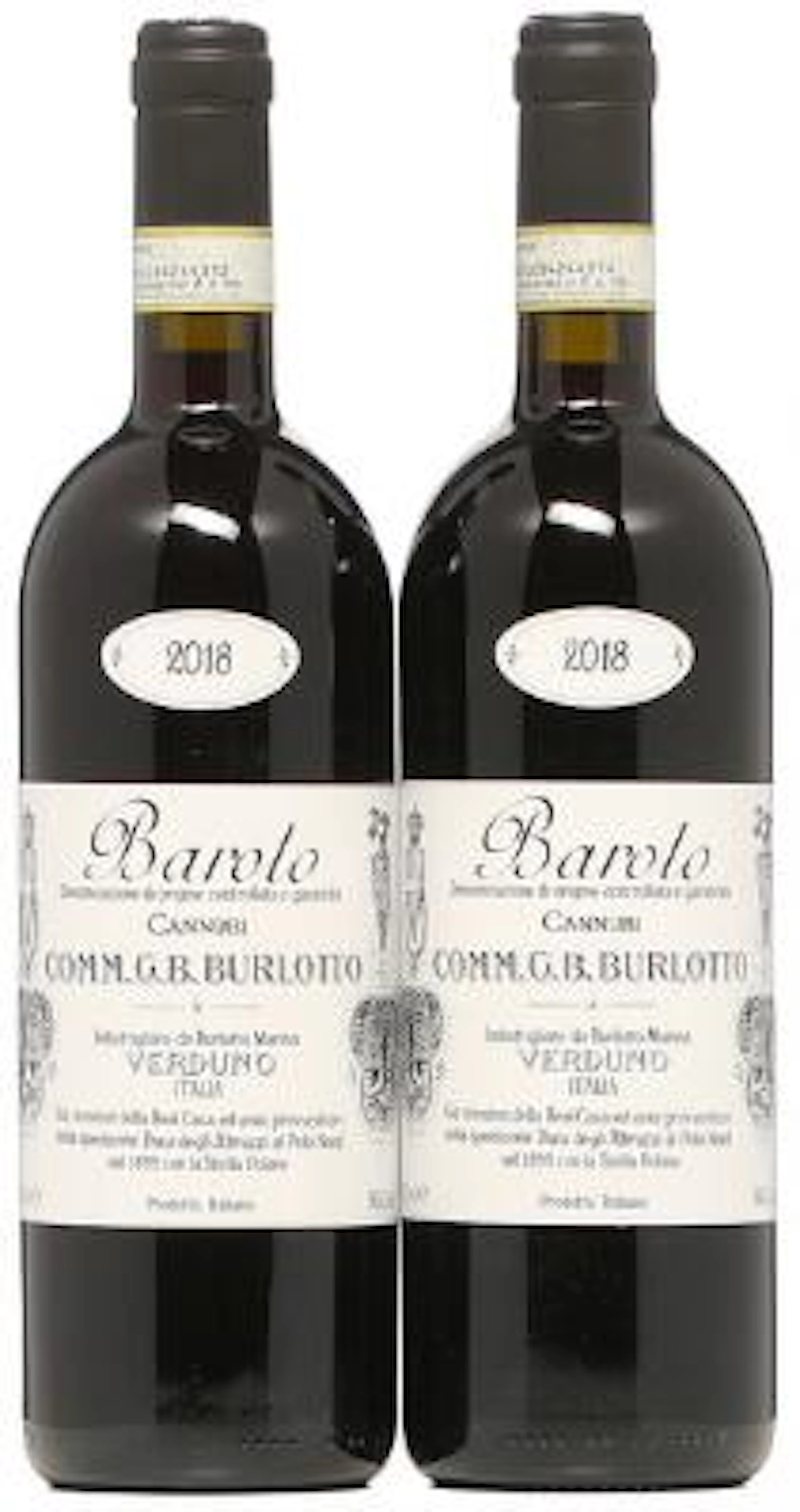 2 bts. Barolo, "Vigneto Cannubi", Burlotto 2018 A (hf/in). – Bruun
