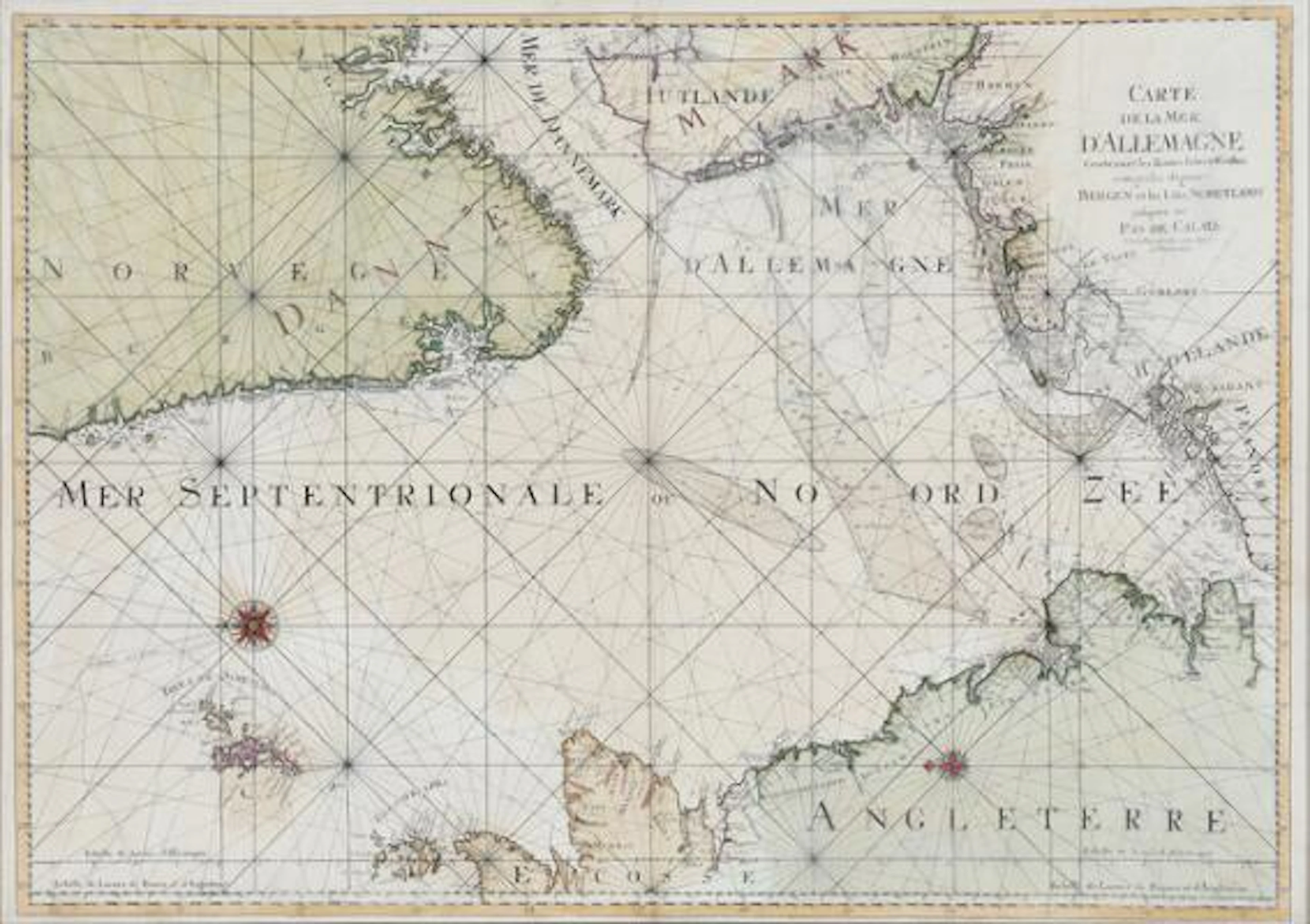 Alexis Hubert Jaillot: "Carte de la Mer D'Allemagne". 1693.Handcoloured