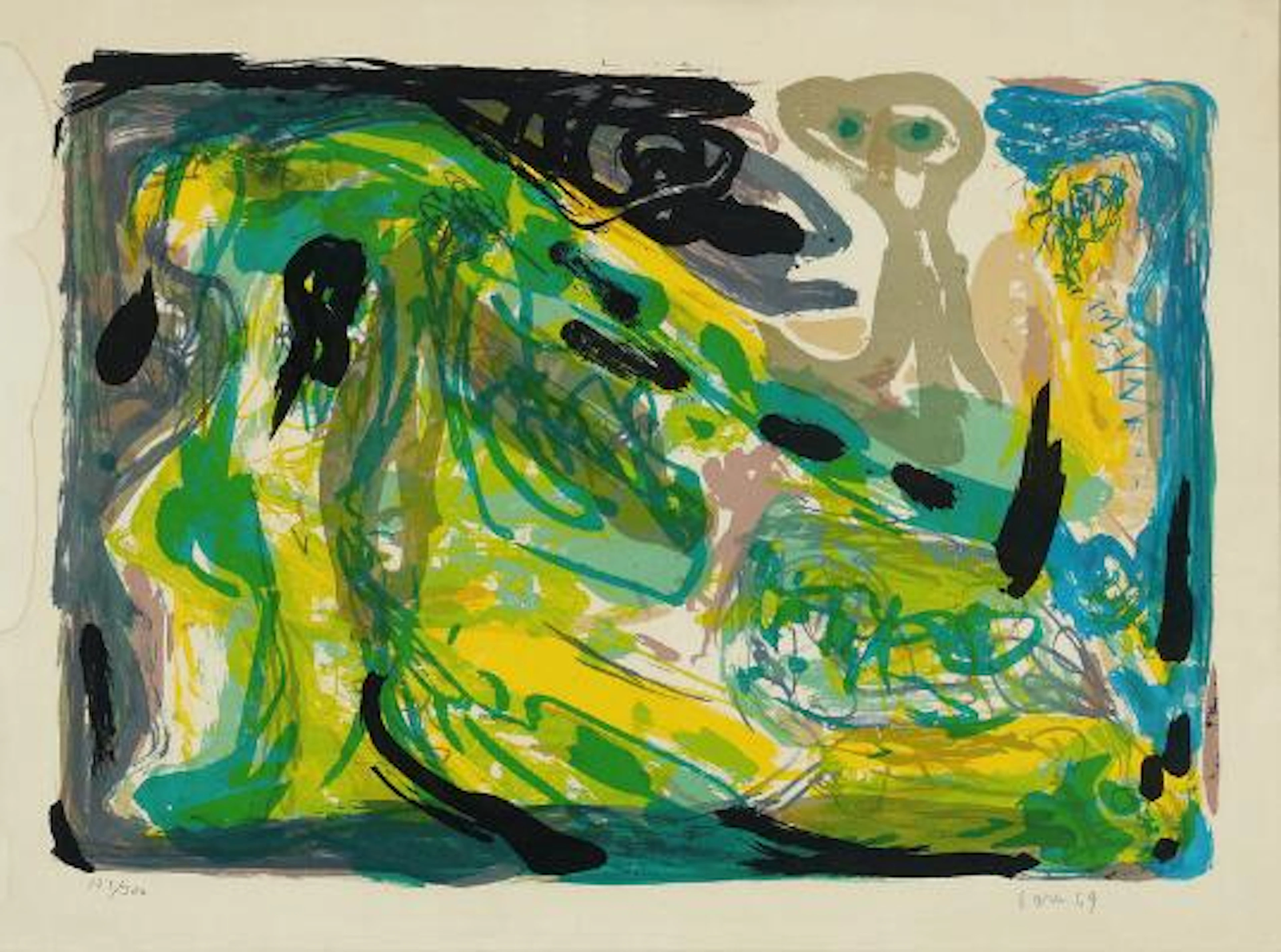 Asger Jorn: “Nuit Déchirée”. Signed Jorn 69, 173/300. Lithograph in