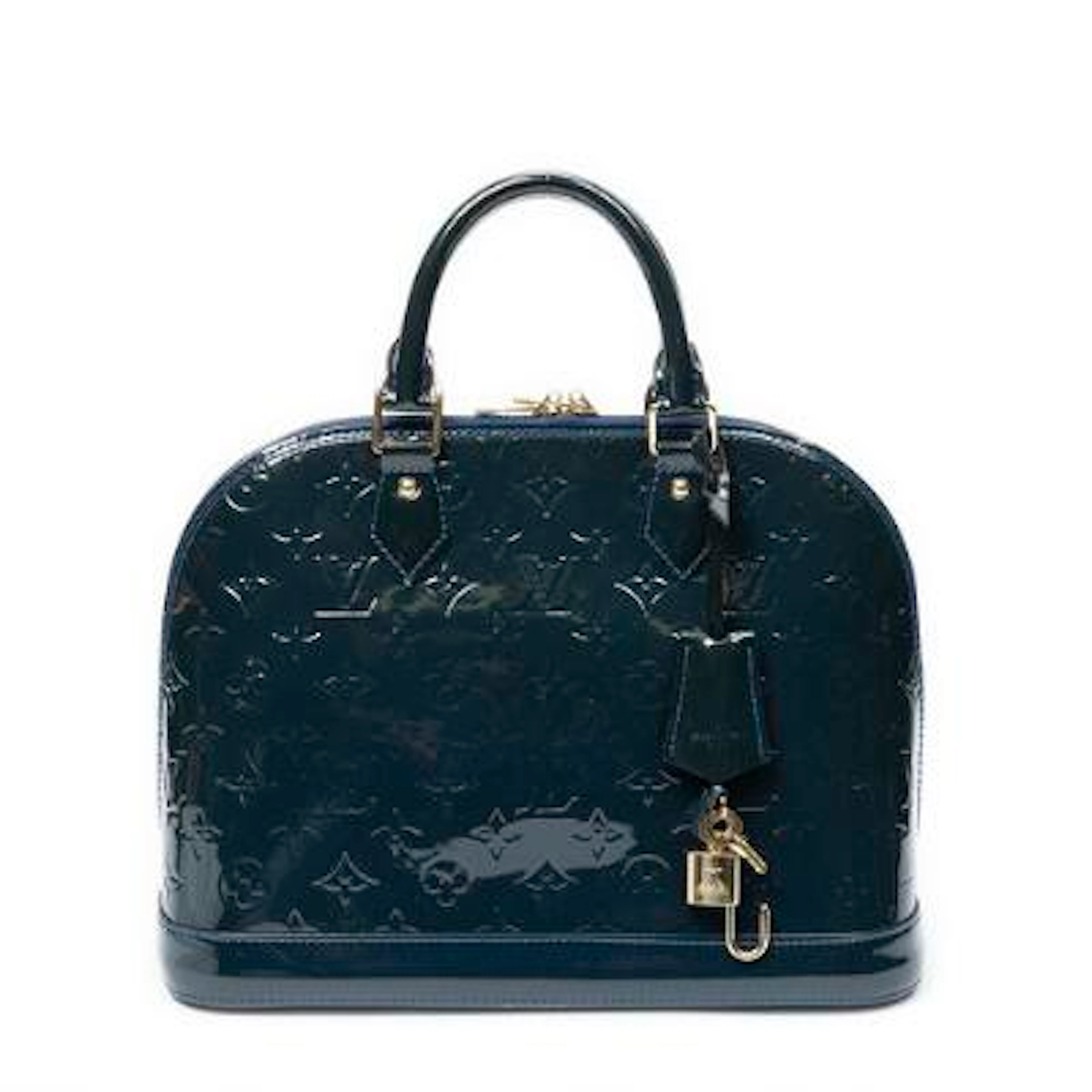 Louis Vuitton: An "Alma PM" bag of green/blue monogram Vernis with