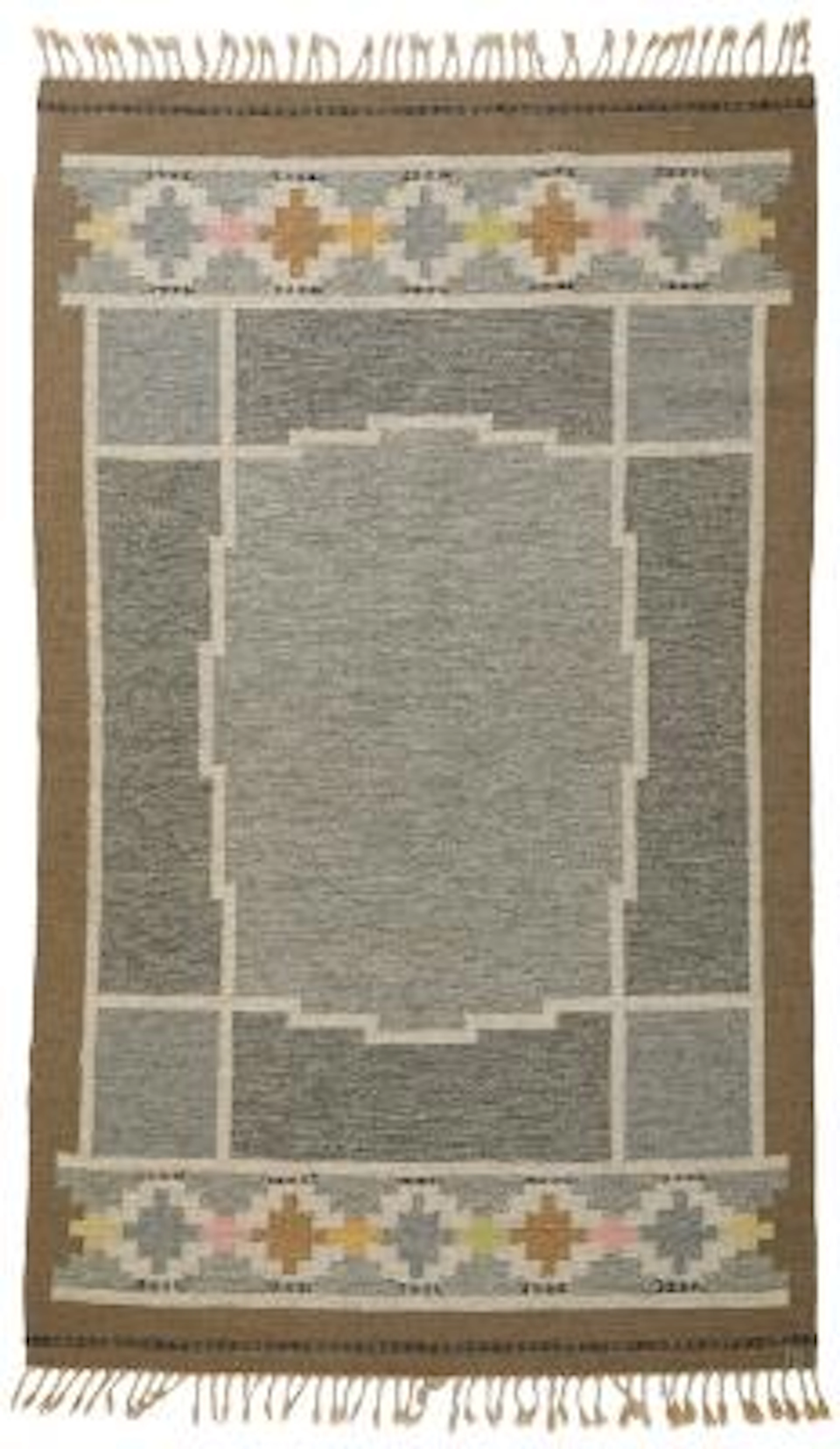 Ingegerd Silow: "Ringsjön". Wool carpet in "rölakan" flatweave technique.
