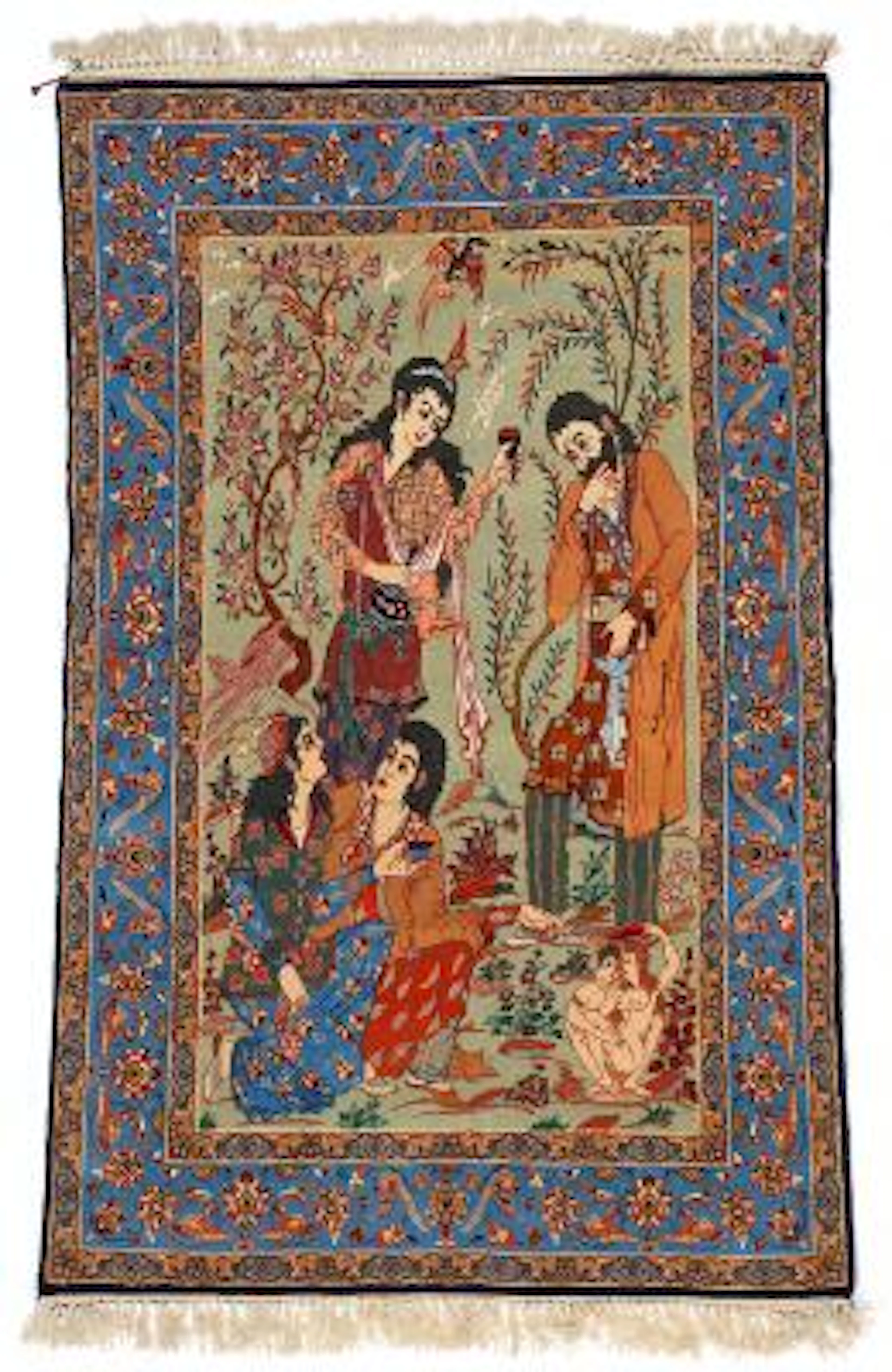 An Isfahan figural rug, Persia. C. 1 mio. kn. pr. sqm. Knotted on