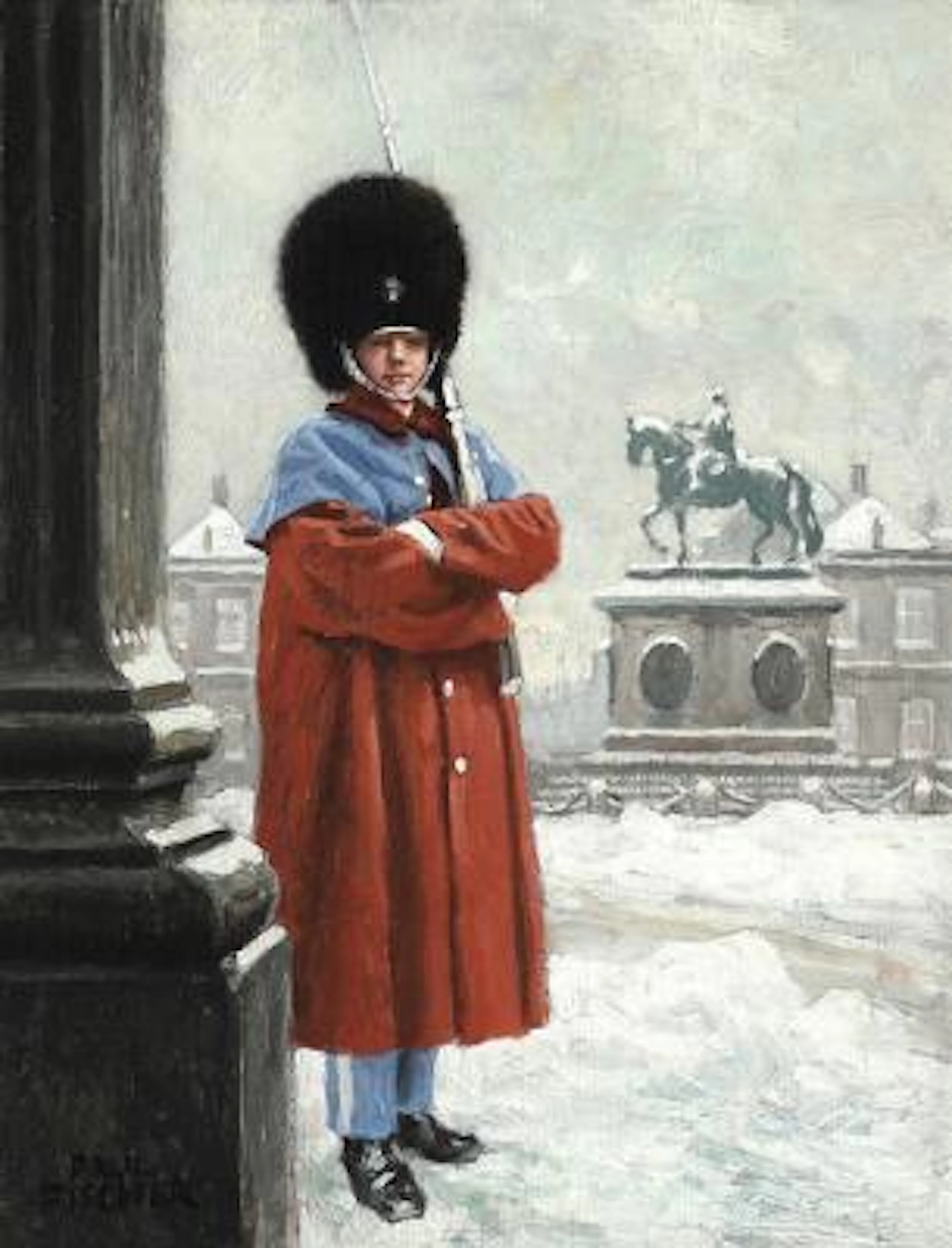 Paul Fischer: A royal guard keeps watch at Amalienborg Palace Square